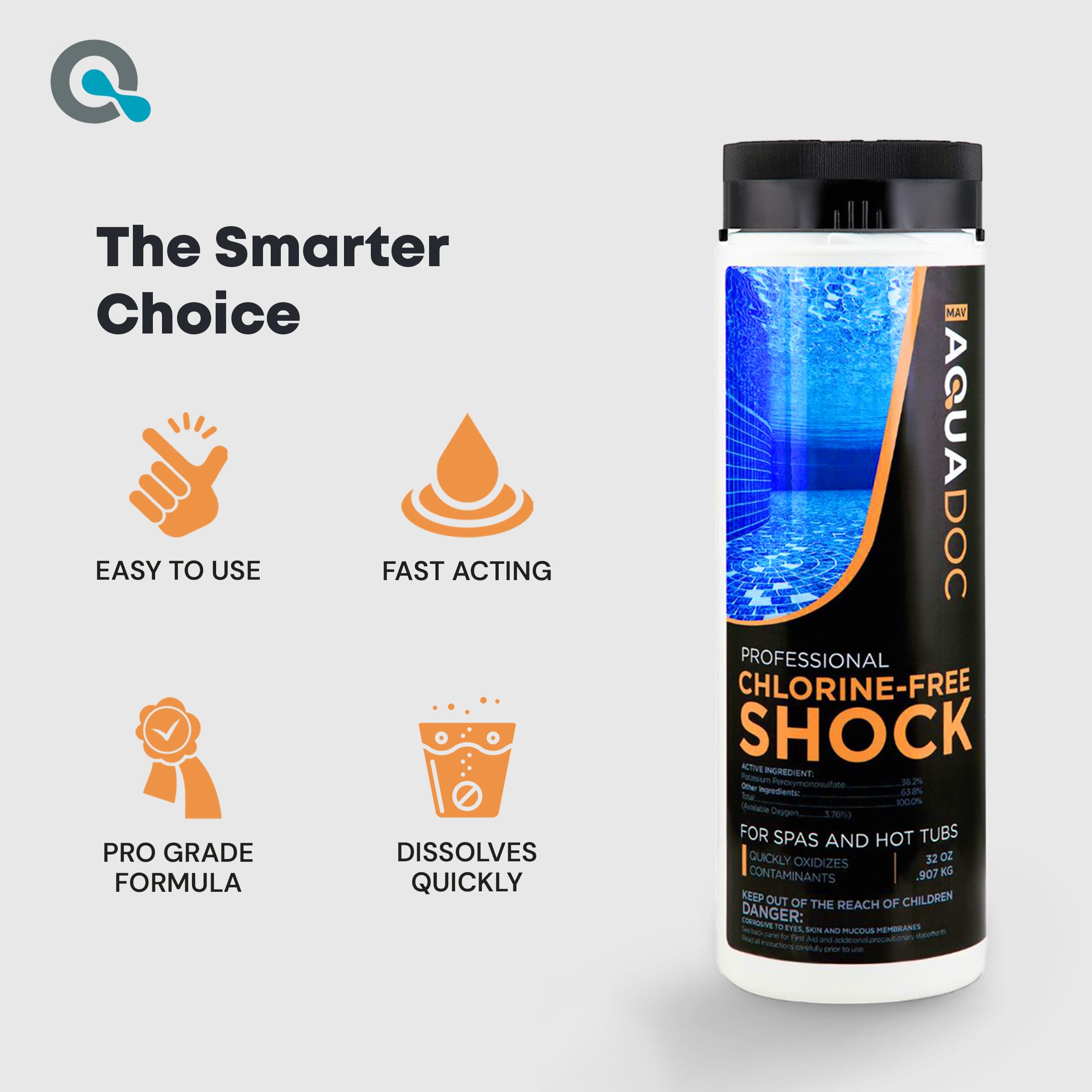 Non-Chlorine Spa Shock for Hot Tubs - 32oz (4 Pack) | Chlorine-Free Oxidizing Hot Tub Shock | Made in USA | Helps Maintain Clean Water & Enhance Sanitizer Performance | Perfect for Weekly Hot Tub Maintenance & Water Clarification