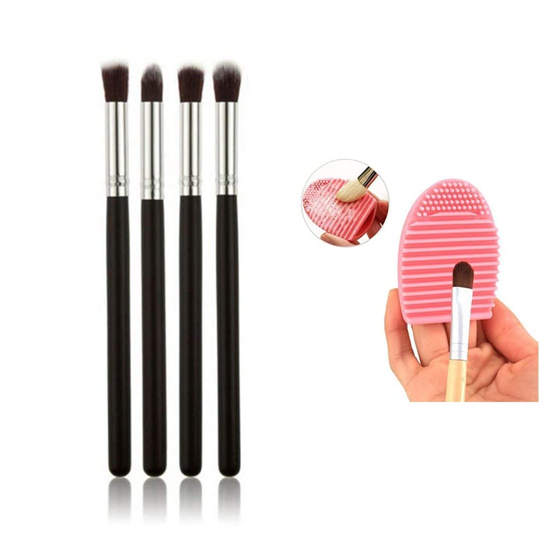 Premium Eyeshadow Blending Pencil Brush Set & Makeup Brush Cleaner - 5 Pack for Professional Makeup Application | Perfect for Eyeshadow Blending, Contouring & Daily Makeup Routine