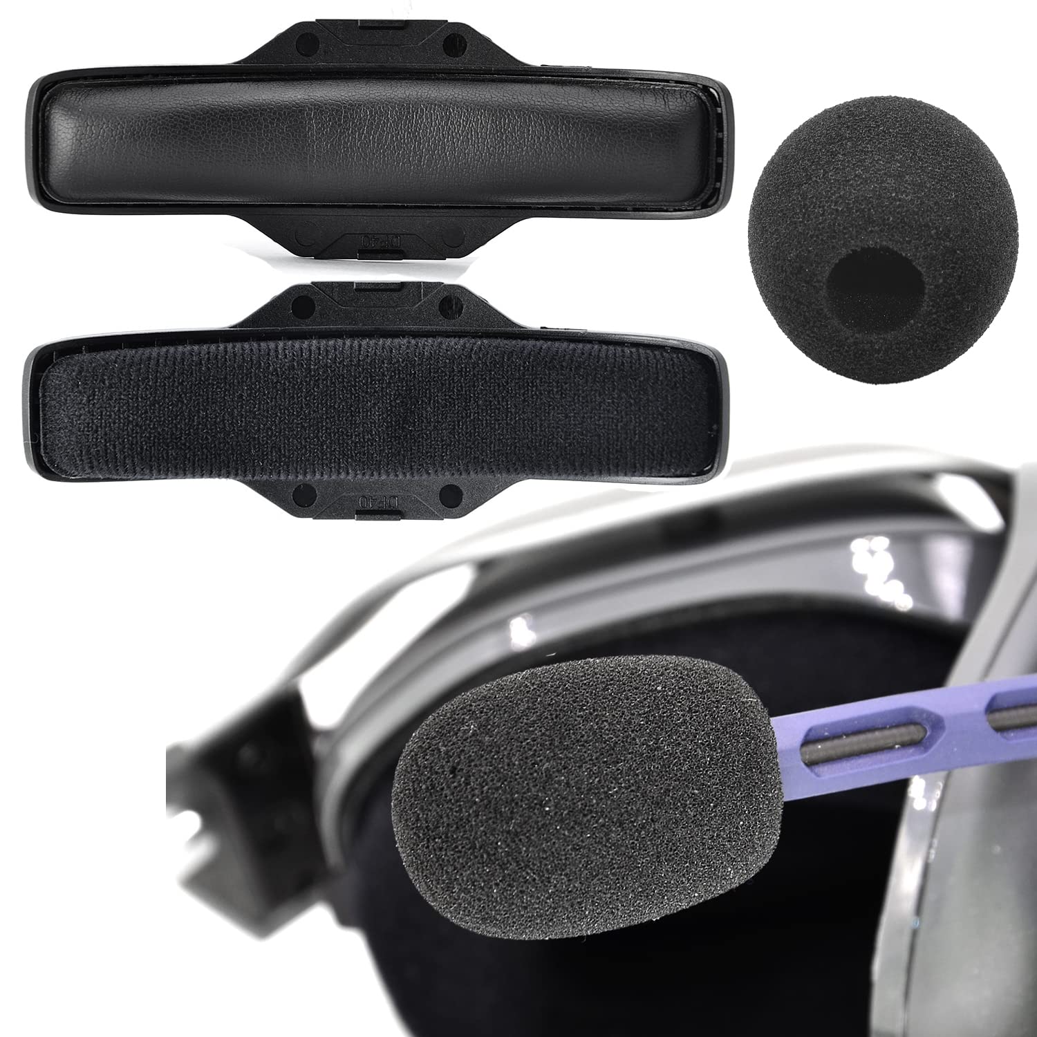 ASTRO Gaming A40 TR Replacement Ear Cushions - Thickened Velvet Ear Pads with Microphone Foam & Headband for Wired Gaming Headphones (Black) - Enhanced Comfort for Long Gaming Sessions & Streaming