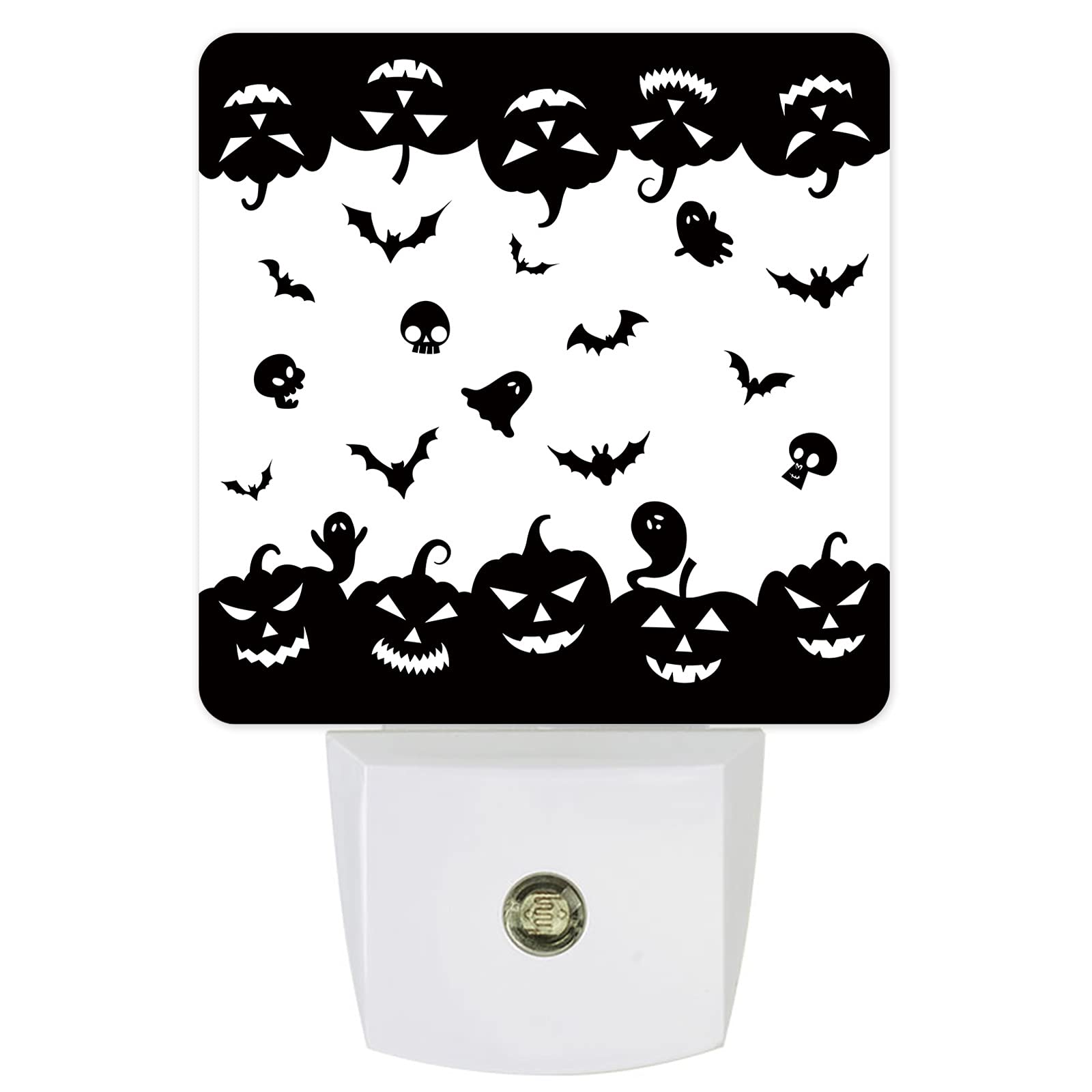 Halloween LED Night Light - Bat Pumpkin Ghost Skull Silhouette Wall Light for Bathroom, Bedroom, Nursery, Corridor - Spooky Home Decor for Parties & Holidays