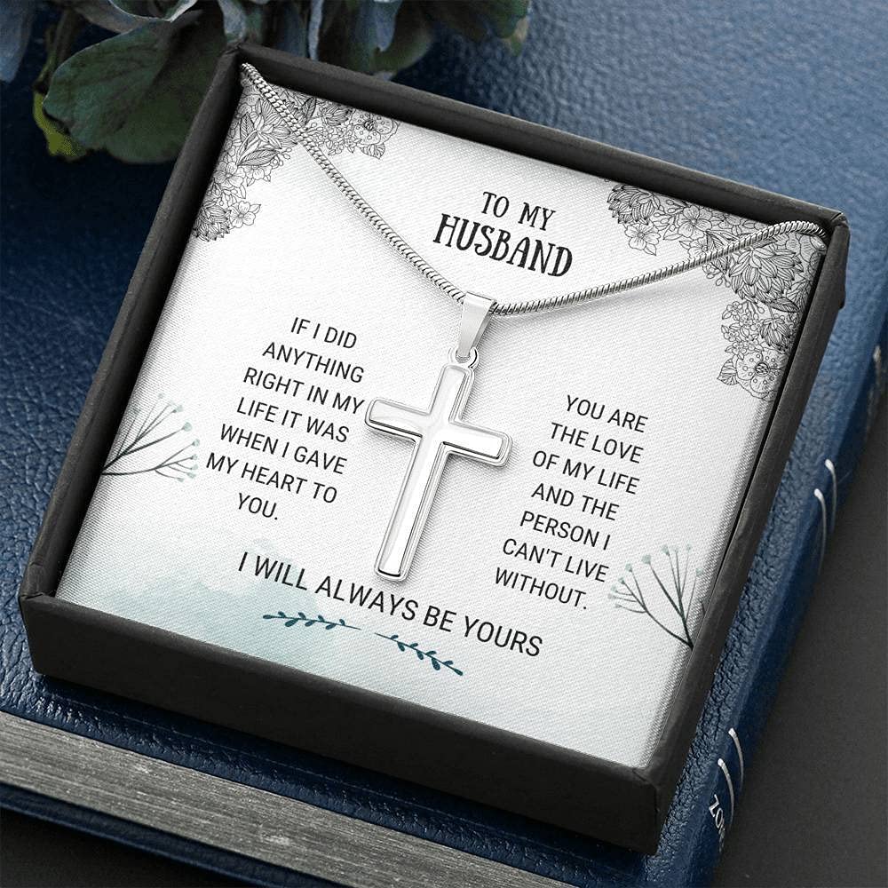 Tek Weh Love of My Life - Handcrafted Cross Pendant Necklace for Men | Thoughtful Gift for Husband, Birthday Present from Wife | Perfect for Anniversaries, Valentine's Day & Special Occasions