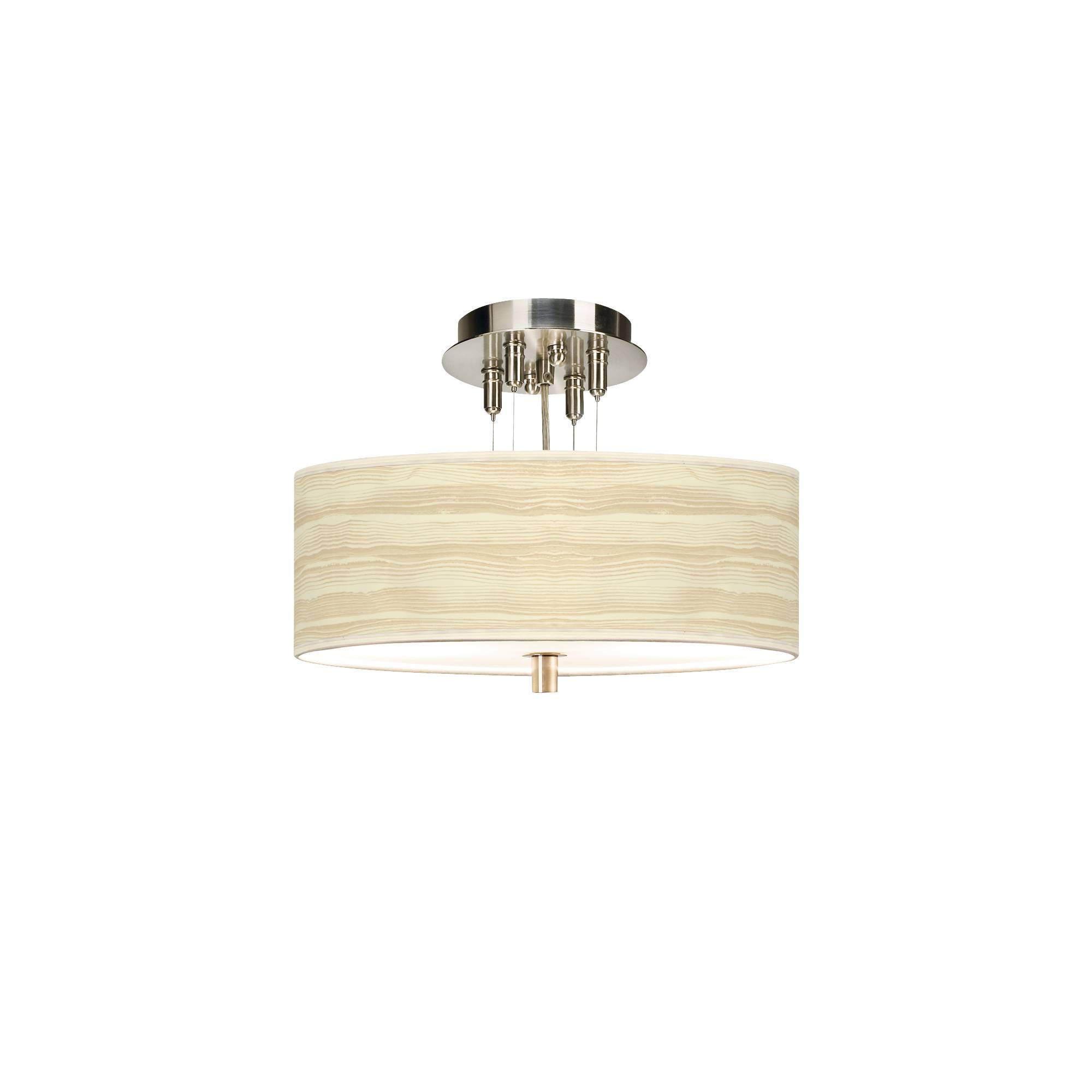 Birch Blonde Giclee 14 Inch Wide Floral Print Ceiling Light Fixture with Fabric Shade - Perfect for Bedroom, Living Room and Dining Room Lighting