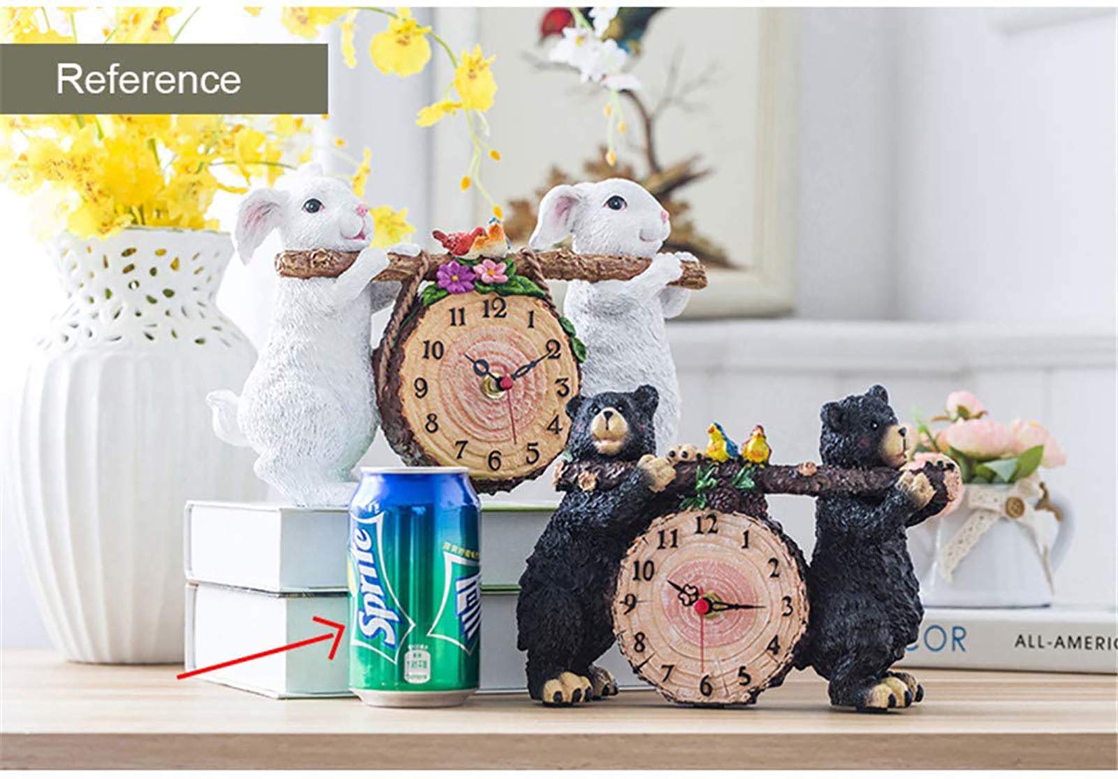 Gaone 8-Inch Silent Bear Animal Clock - Non-Ticking Desktop & Mantle Clock for Home, Bedroom, Office Decor | Perfect Gift for Kids, Creative Salon & Workspace Decoration