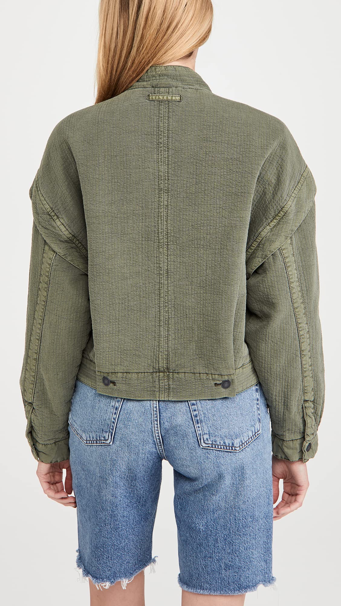 Free People Florence Bomber Jacket - Women's Lightweight Vintage Denim Jacket with Distressed Details | Perfect for Casual Outfits, Fall Layering & Streetwear Fashion