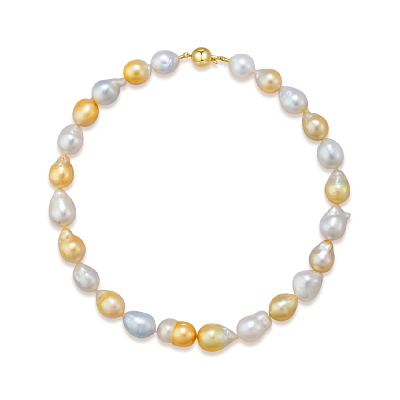 18K Gold Baroque South Sea Pearl Necklace - Luxury Elegant Jewelry for Women, Brides & Special Occasions | KN00155