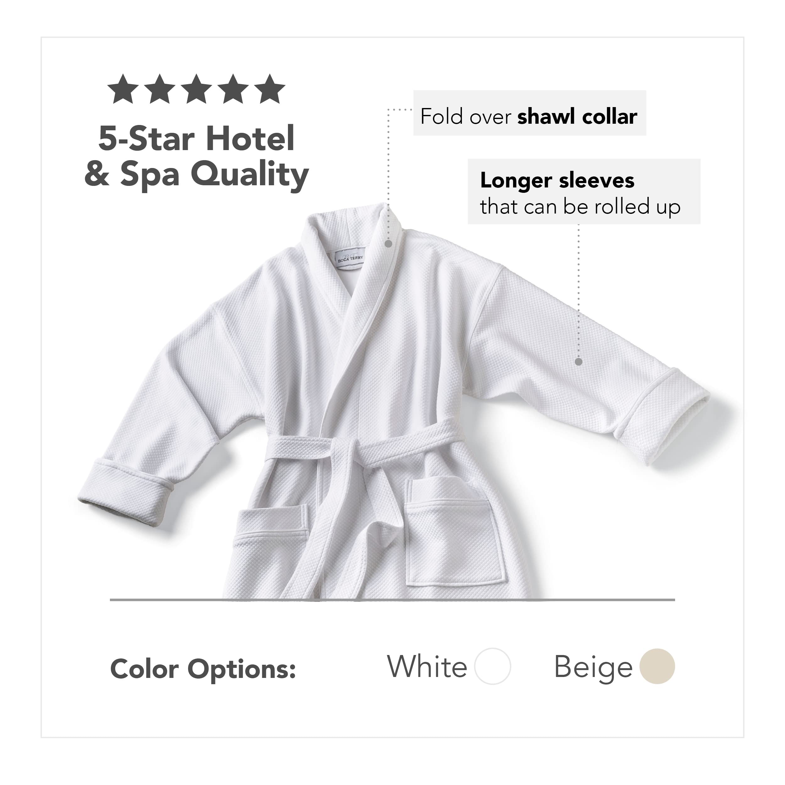 Boca Terry Women's Soft Waffle Knit Robe - Long Luxurious Spa Bathrobe for Resort & Hotel Use - Cozy Loungewear for Relaxation at Home