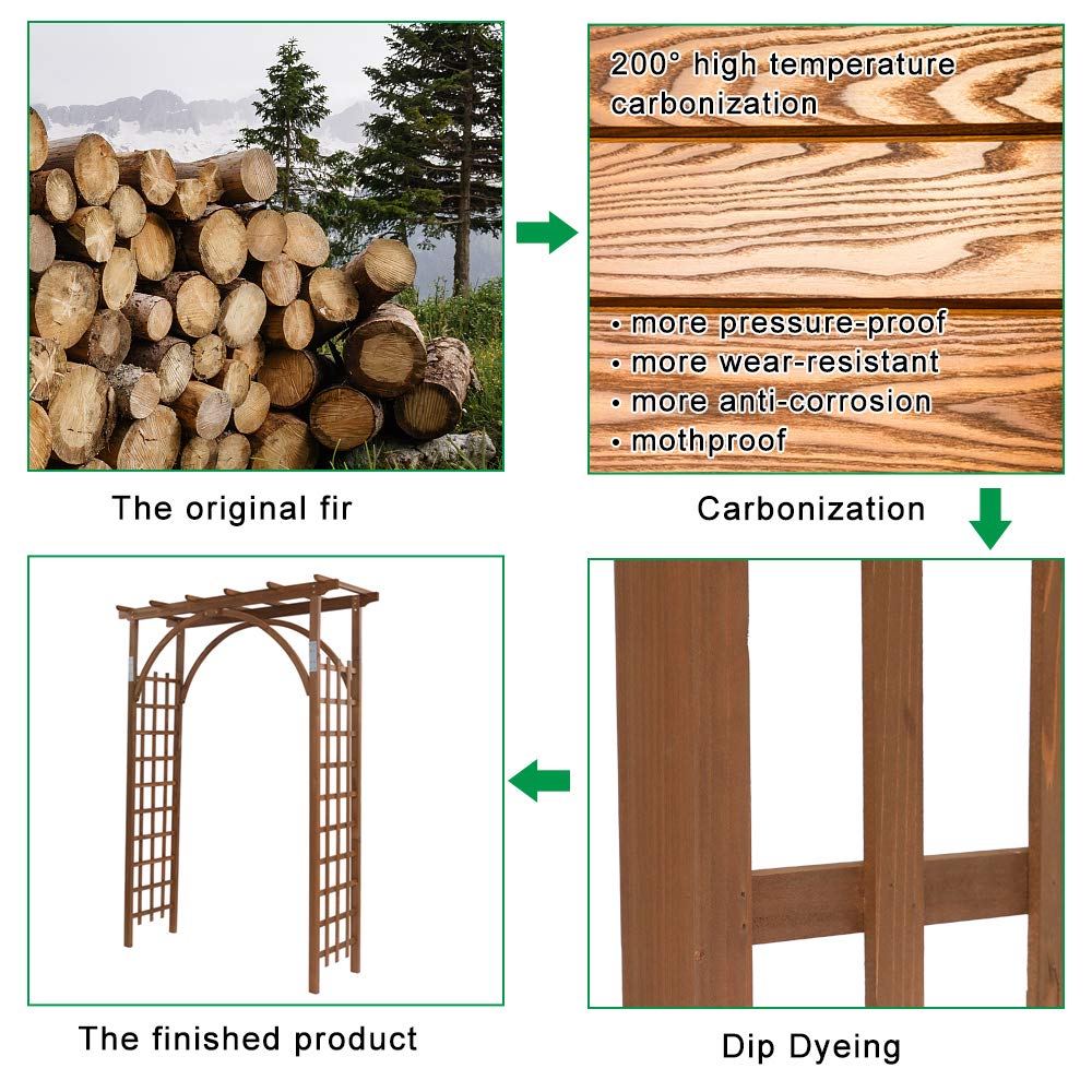 84 Inch Wood Garden Arbor - Sturdy Wedding Arch & Pergola for Climbing Plants, Roses & Vines | Perfect for Outdoor Weddings, Patio Decor & Greenhouse Trellis | Elegant Garden Party & Bridal Decoration