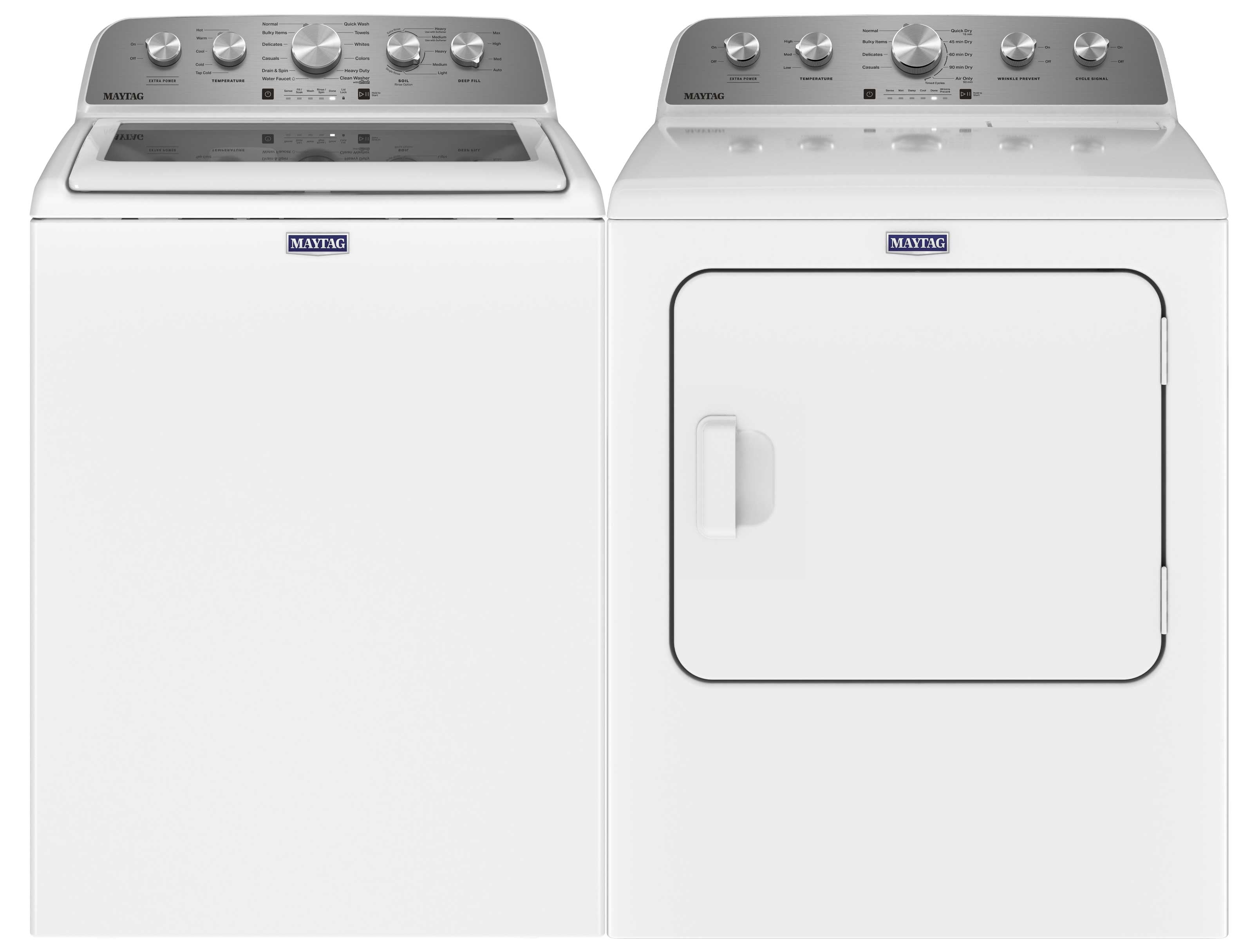 Maytag 5.5 cu. ft. White Top Load Washer & 7.0 cu. ft. Electric Dryer Set (MVW5430MW/YMED5030MW) - Perfect for Large Families & Laundry Rooms
