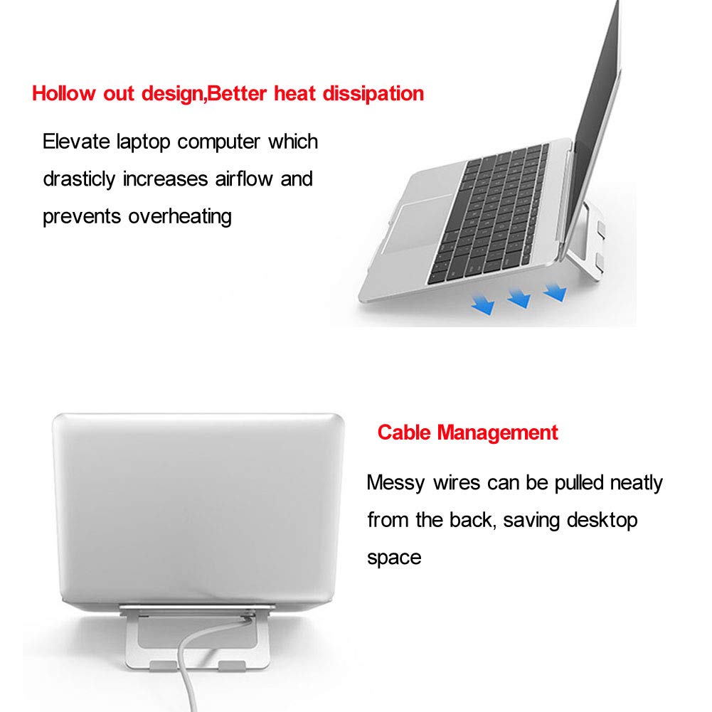 Portable Aluminum Laptop Stand - Foldable & Adjustable Computer Holder for MacBook Pro/Air, iPad, Notebook - Perfect for Home Office, Travel & Workspace Ergonomics