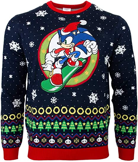 Sonic the Hedgehog Ugly Christmas Sweater - XL Size for Adults | Fun Holiday Party Outfit & Gift for Gamers
