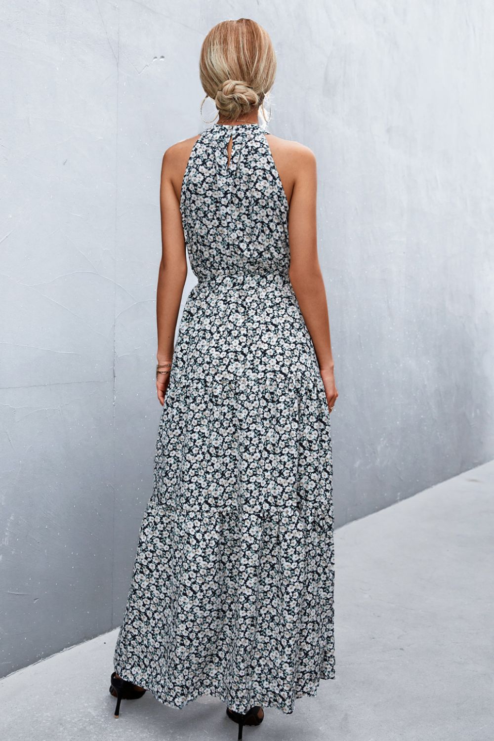 Stylish Printed Sleeveless Tie Waist Maxi Dress for Women - Summer Beach Vacation & Casual Outfit