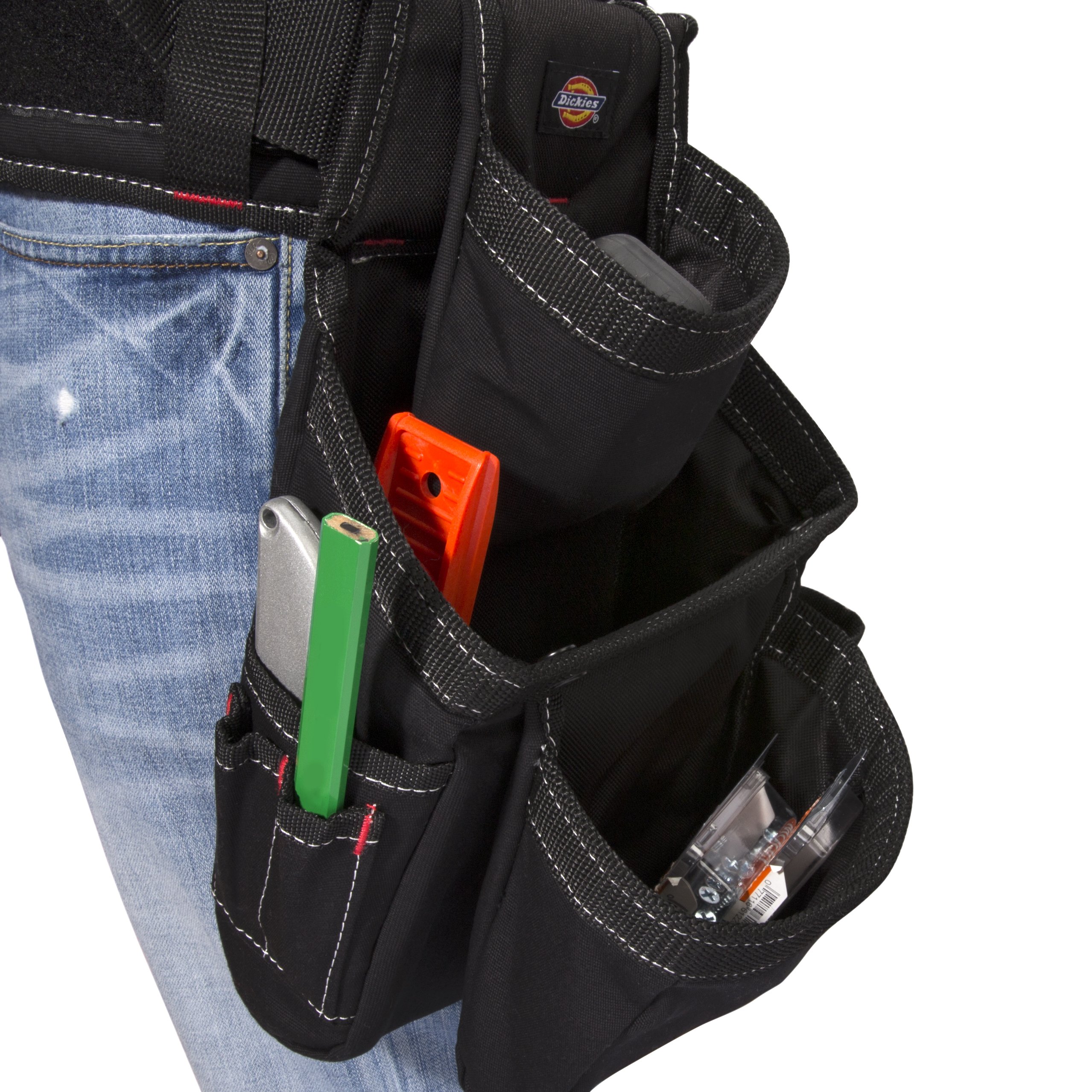 Dickies 4-Piece Carpenter's Rig with Padded Tool Belt Suspenders - Cooling Mesh Design & Steel Buckle (Black) - Durable Workwear for Construction & Home Improvement Projects