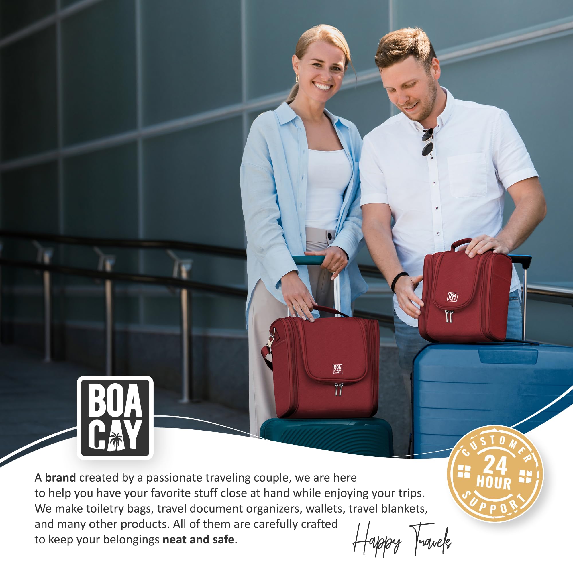 BOACAY Extra Large Hanging Travel Toiletry Bag for Women & Men - Waterproof Makeup Organizer, Cosmetic & Bathroom Essentials Storage - Perfect for Vacation, Gym, Camping & Business Trips