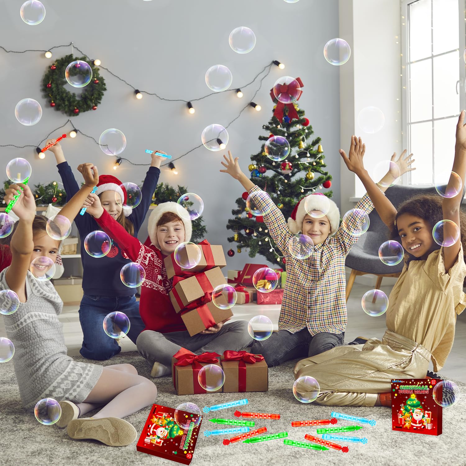 32 Pack Mini Bubbles Wand Toys for Kids - Christmas Party Favors, Stocking Stuffers, Classroom Treats & Goodie Bag Fillers | Fun Toddler Toys for Holiday Celebrations, School Prizes & Gift Exchanges