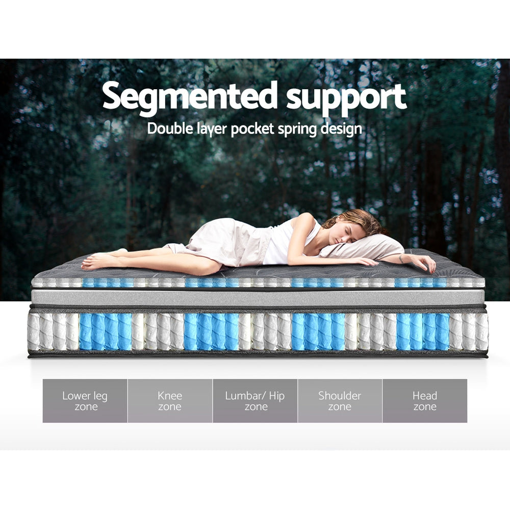 Camille Series Pocket Spring Mattress - 34cm Thick Queen Size for Superior Comfort & Support - Perfect for Bedrooms, Guest Rooms & Luxury Hotels