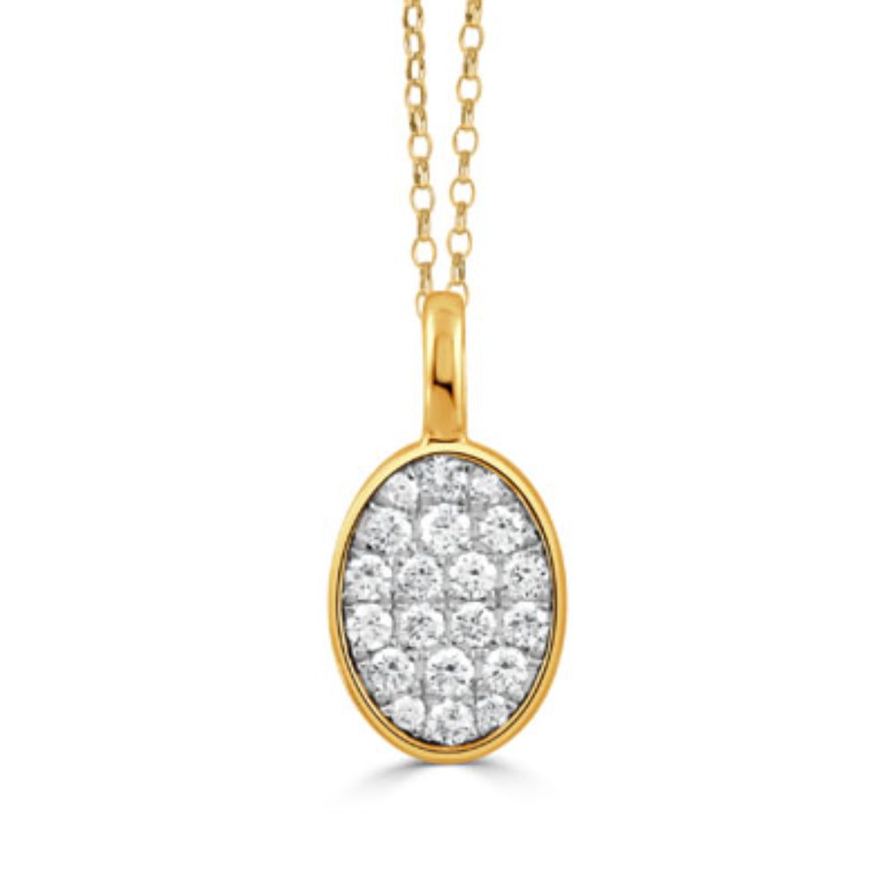 18K Gold Oval Diamond Cluster Pendant Necklace for Women - Elegant Layering Jewelry Gift for Anniversary, Birthday & Special Occasions