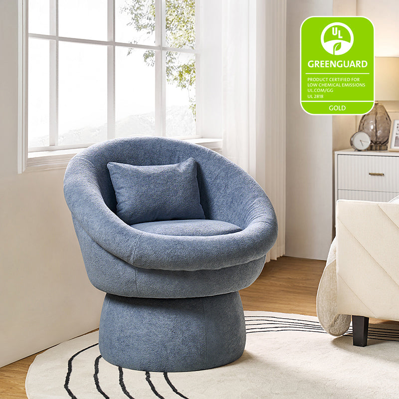 Modern Lamb Wool Swivel Barrel Chair - Cozy Accent Seat for Living Room, Office or Reading Nook - Soft Rotating Lounge Chair with Ergonomic Support