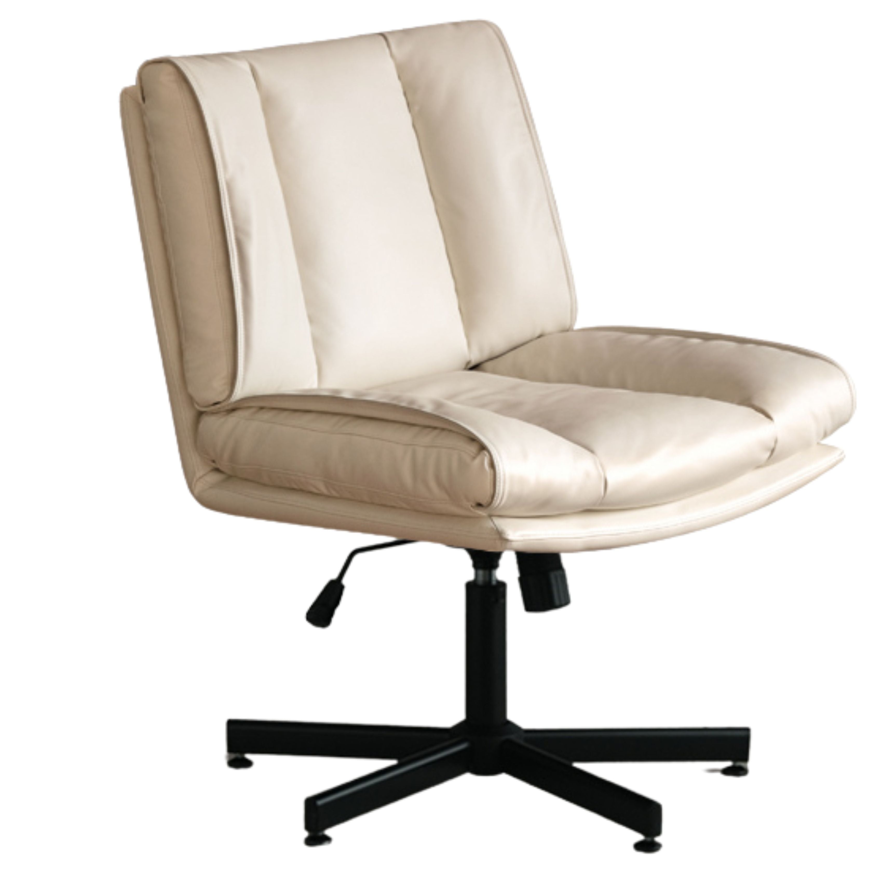 27.6x33.1x36.6-40.6 inch / 70x84x93-103 сm / milky white / Fixed swivel chair organic leather milky white