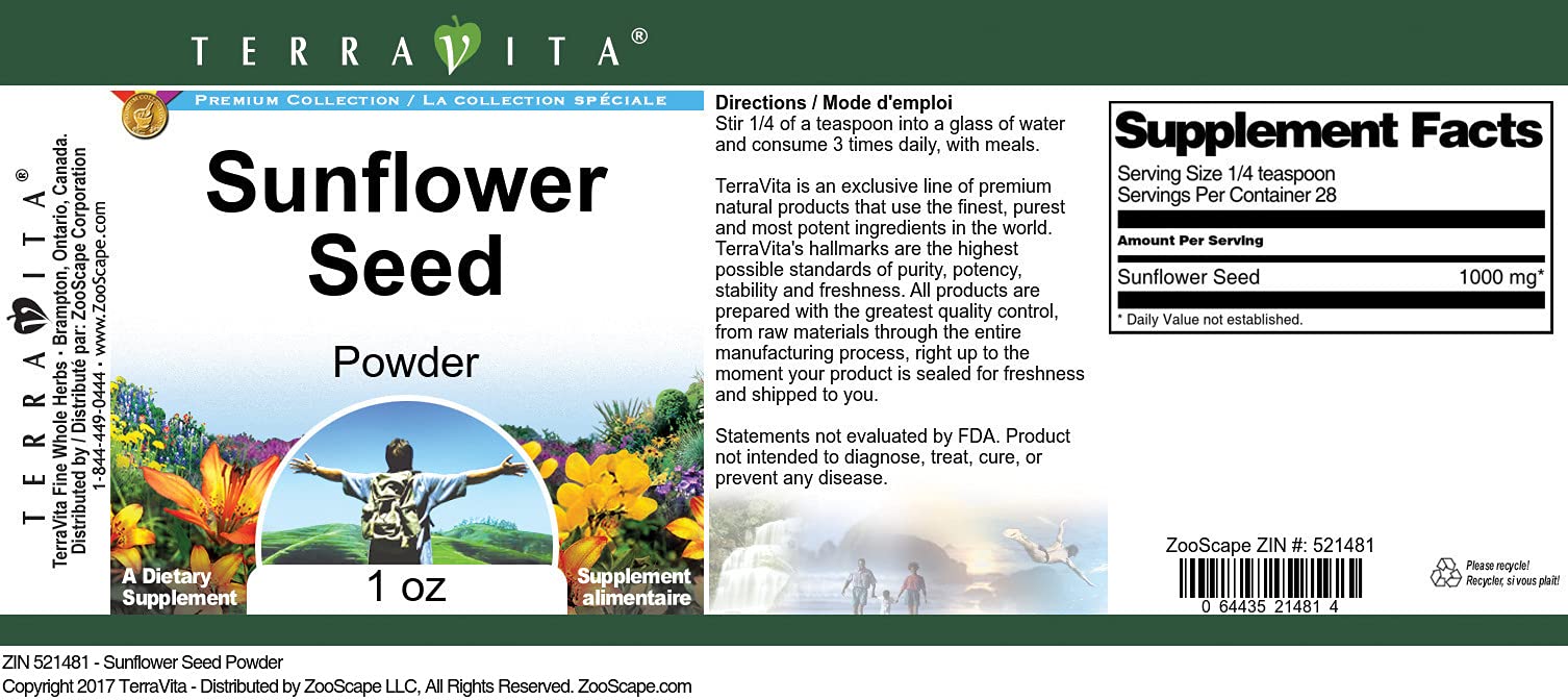 Organic Sunflower Seed Powder 1 oz (ZIN: 521481) - Vegan Protein Source for Smoothies, Baking & Healthy Snacks