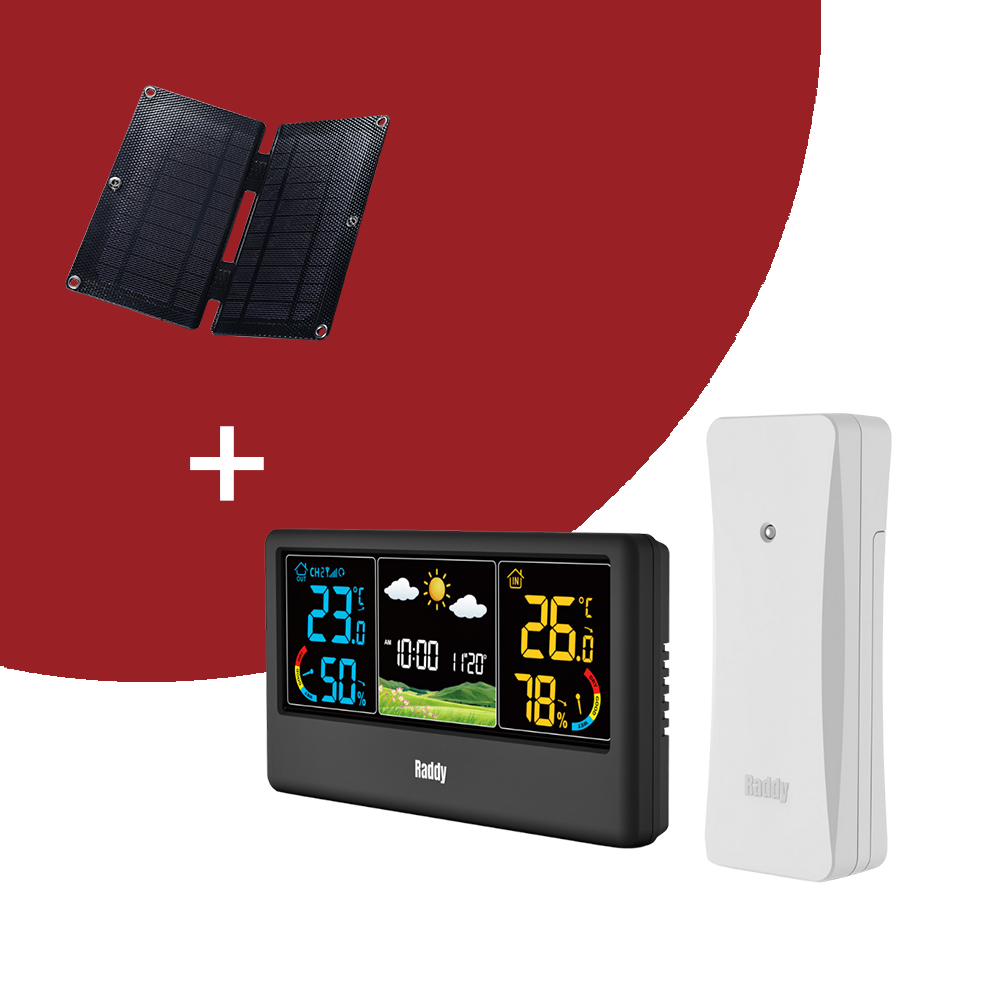 Raddy WF 55C Wireless Weather Station with Color Display - Accurate Indoor Outdoor Thermometer Hygrometer & Weather Forecast for Home, Office, Garden Monitoring
