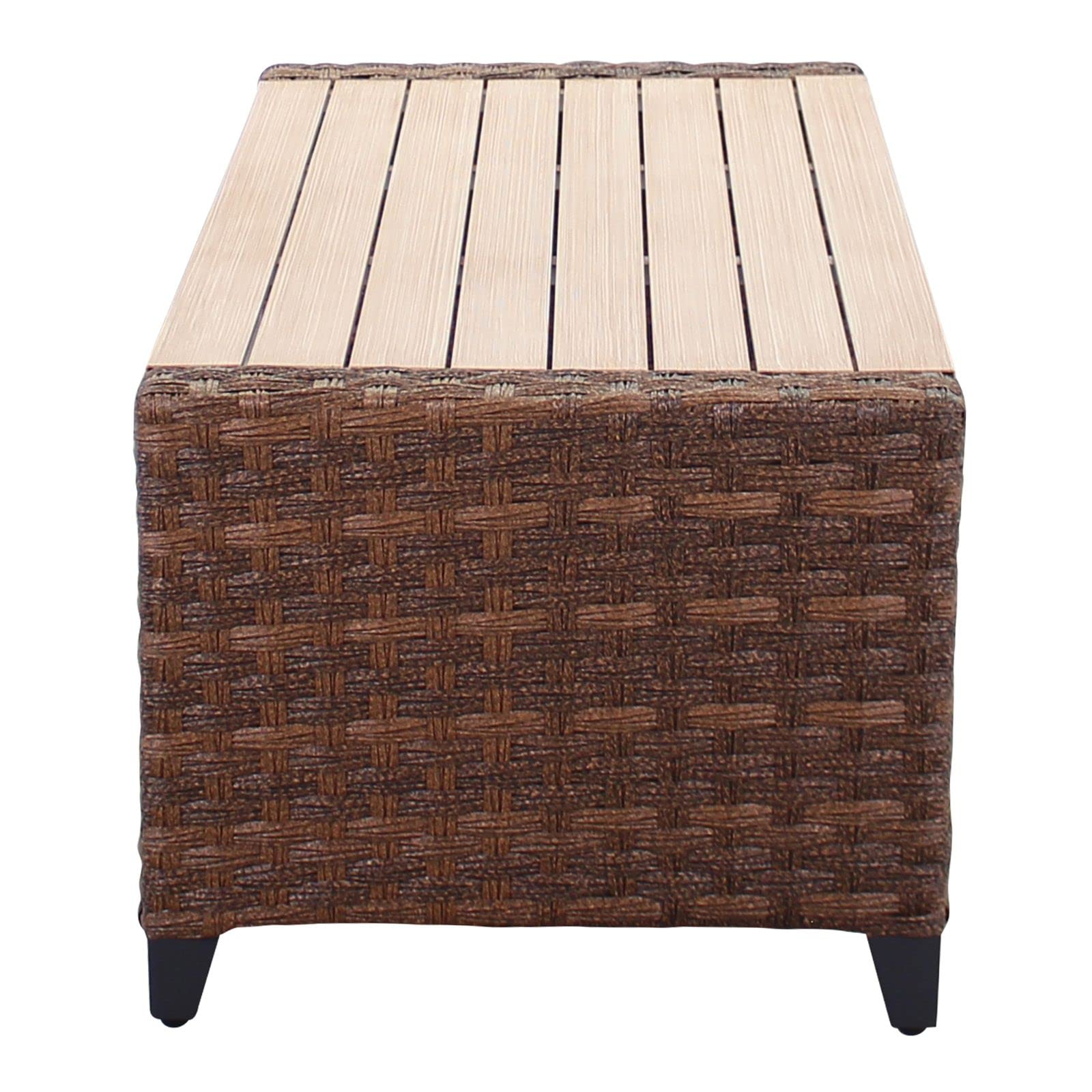 Courtyard Casual Costa Mesa Collection Coffee Table - Brown Wooden Outdoor Furniture for Patio, Garden, and Poolside Relaxation