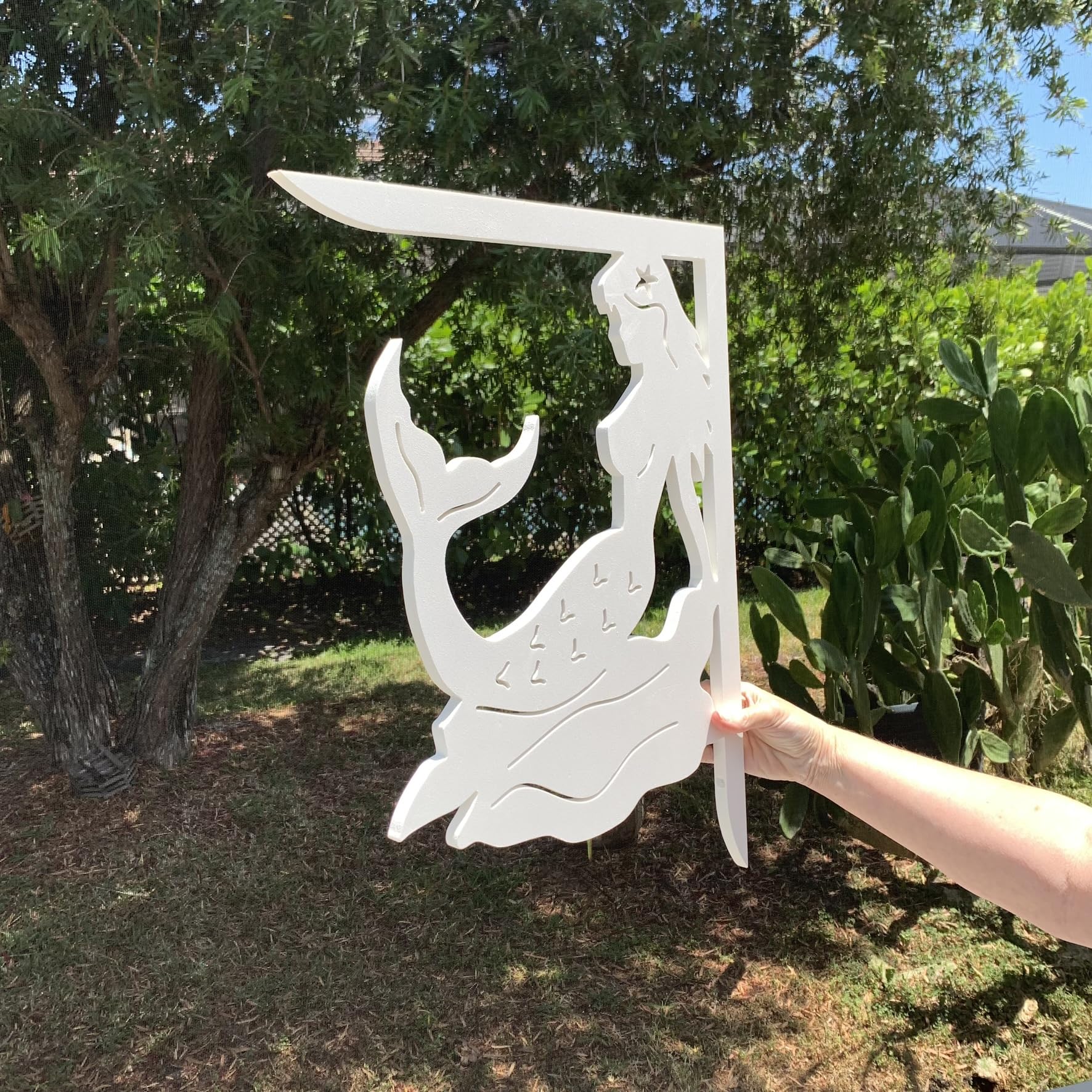 Large Mermaid Sitting Mailbox Bracket - Durable & Decorative Outdoor Mailbox Holder - Free Shipping to USA - Perfect for Beach House, Garden, or Coastal-Themed Home Decor