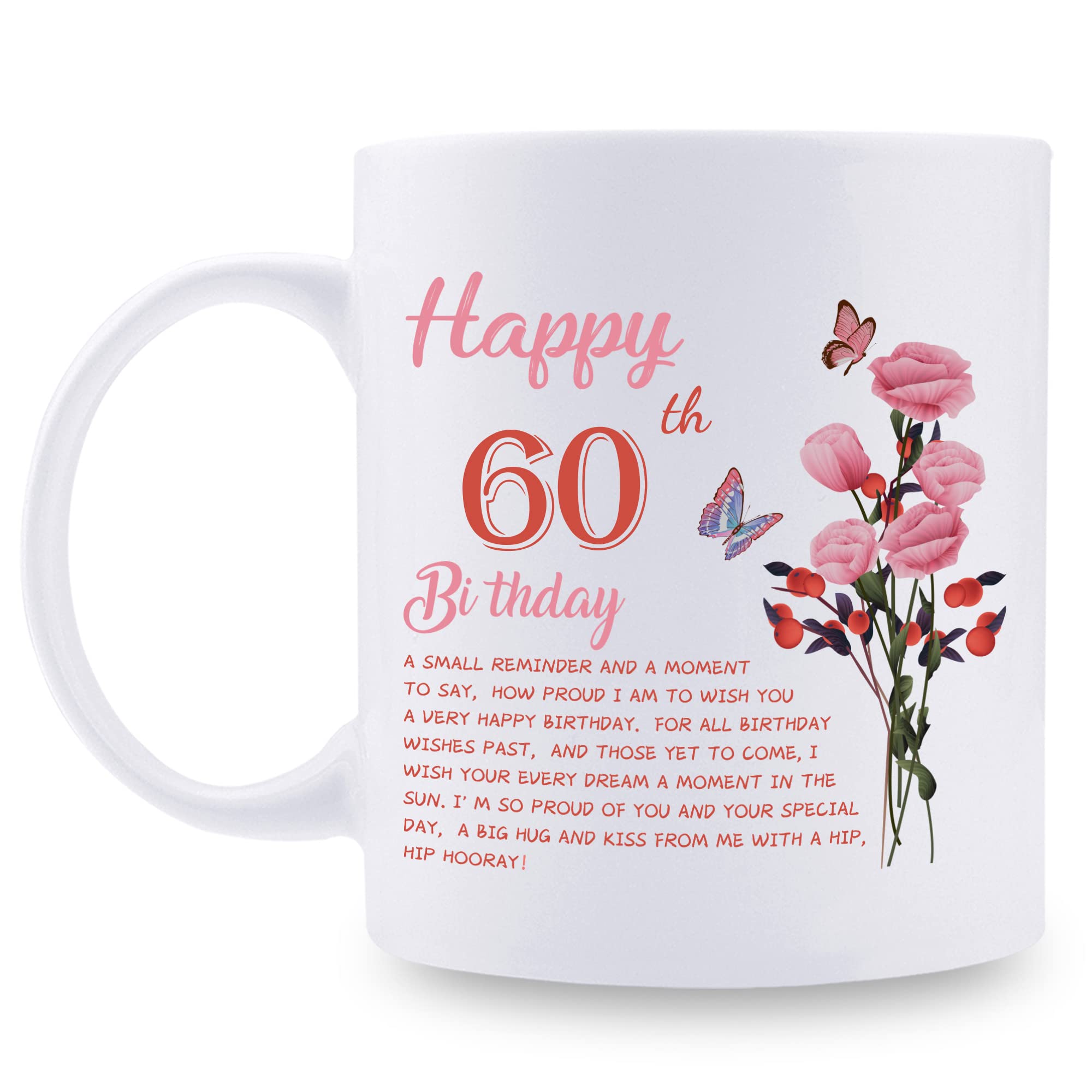 60th Birthday Gifts for Women - Happy 60th Birthday Coffee Mug for Grandma, Mom, Friend, Sister, Aunt & Coworker - 11oz Ceramic Tea Cup - Perfect for Birthday Celebrations, Retirement Parties & Thoughtful Surprises