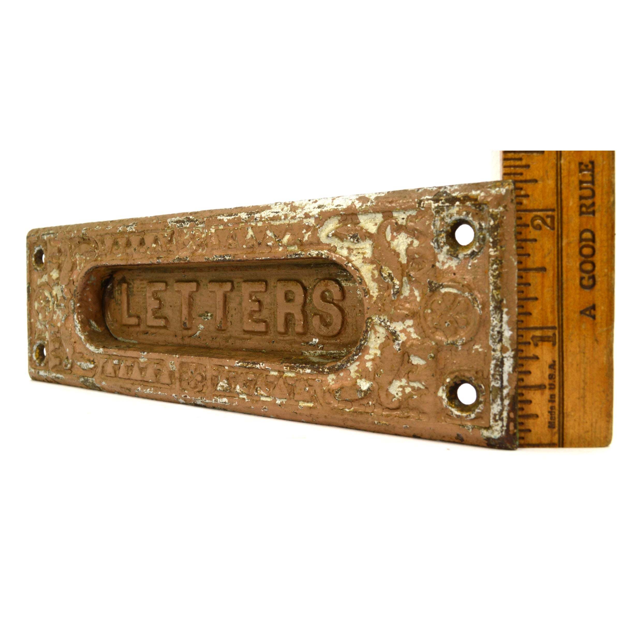 Vintage Cast Iron Door Hardware with Ornate Patina - Antique Salvaged Letters Pass Thru Slot for Rustic Home & Garden Decor | Perfect for Farmhouse, Cottage, and Victorian Style Doors