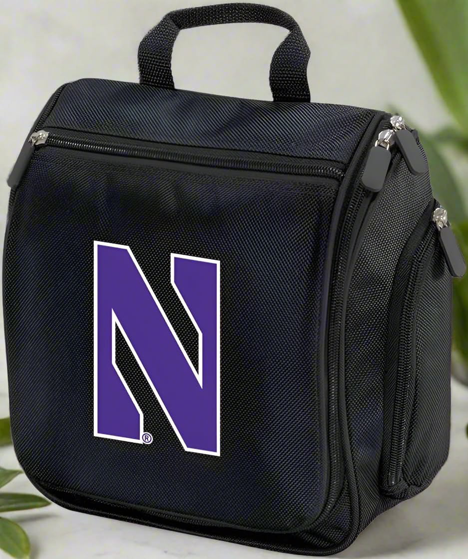 Northwestern University Wildcats Toiletry Bag - Hanging Travel Organizer for Shaving Kit, Black - Perfect for College Dorms, Gym & Weekend Getaways