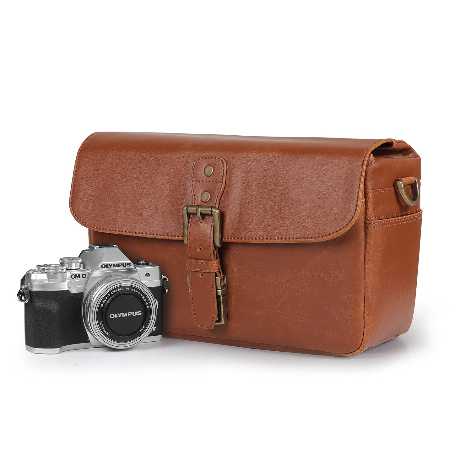 **MegaGear Genuine Leather Camera Messenger Bag - Durable & Stylish Crossbody Bag for DSLR, Mirrorless Cameras - Perfect for Travel, Photography & Everyday Use**