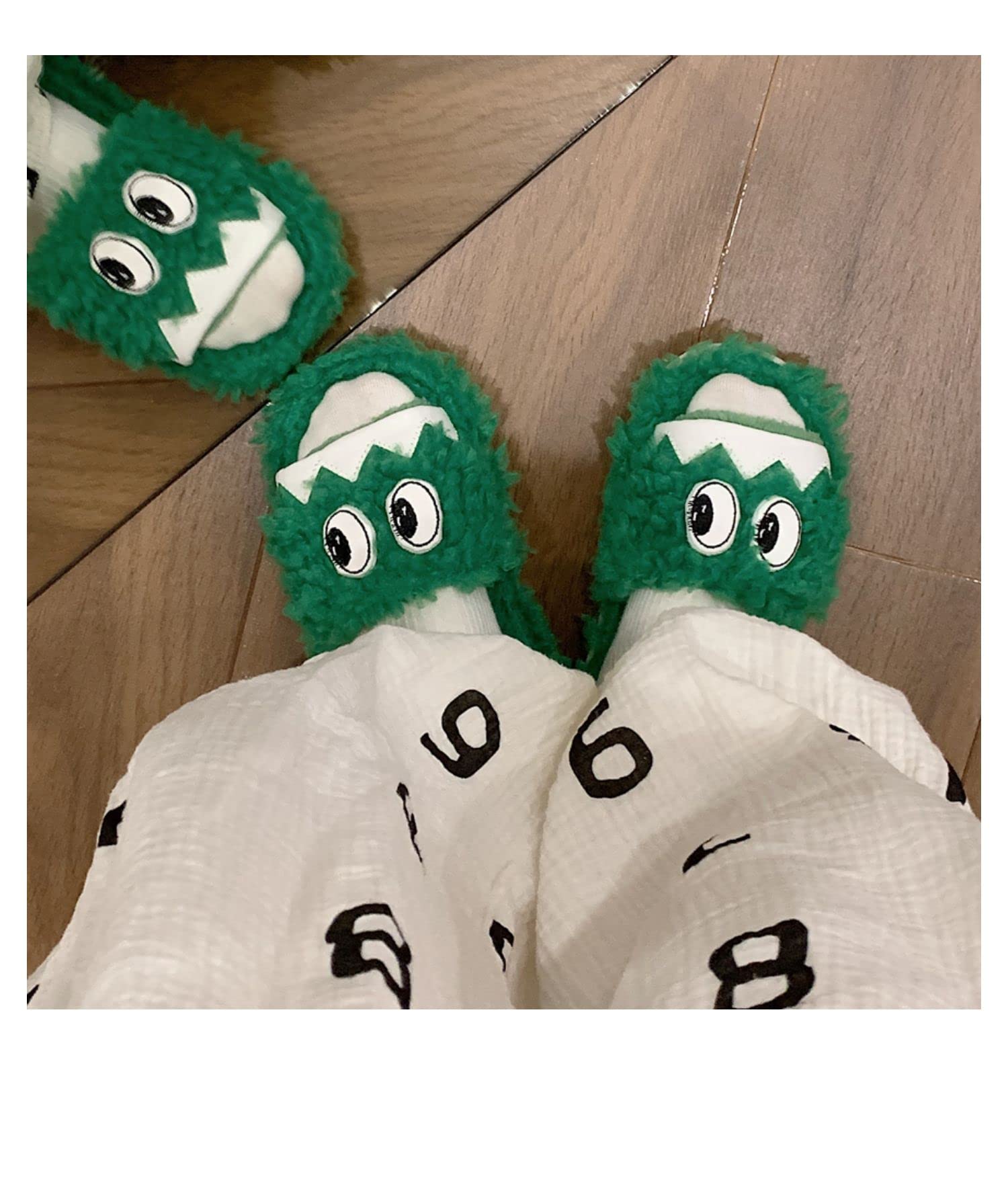 Funny Eyes Fuzzy Slippers for Women - Soft Fluffy Kawaii House Slippers with Cute Design - Perfect for Indoor Comfort, Lounge Wear & Gift Giving