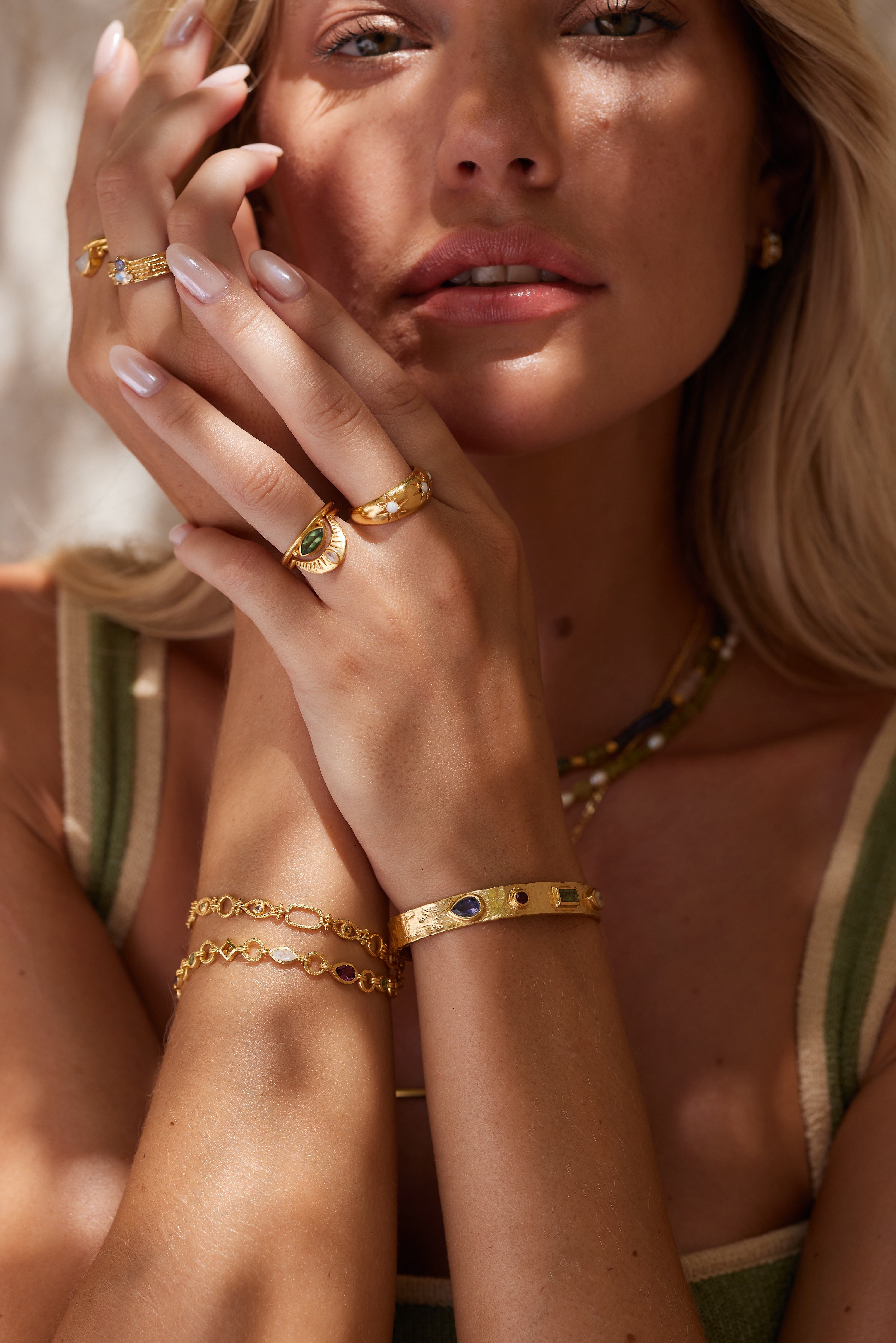 Nyra Marquise Apatite Gold Stacker Ring - Elegant Stackable Jewelry for Women | Perfect for Layering, Everyday Wear & Special Occasions