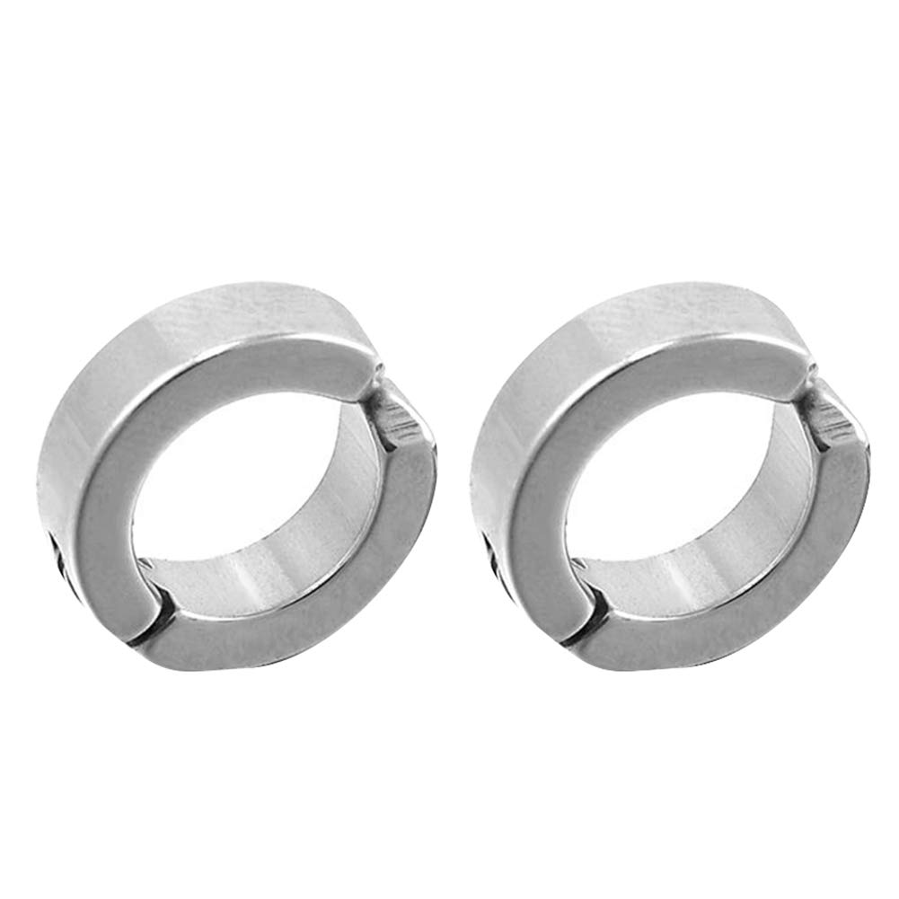 Angel3292 Men's Stainless Steel Clip-On Ear Cuffs - Non-Piercing Hoop Earrings & Studs in Silver | Perfect for Gifts, Parties, and Everyday Wear