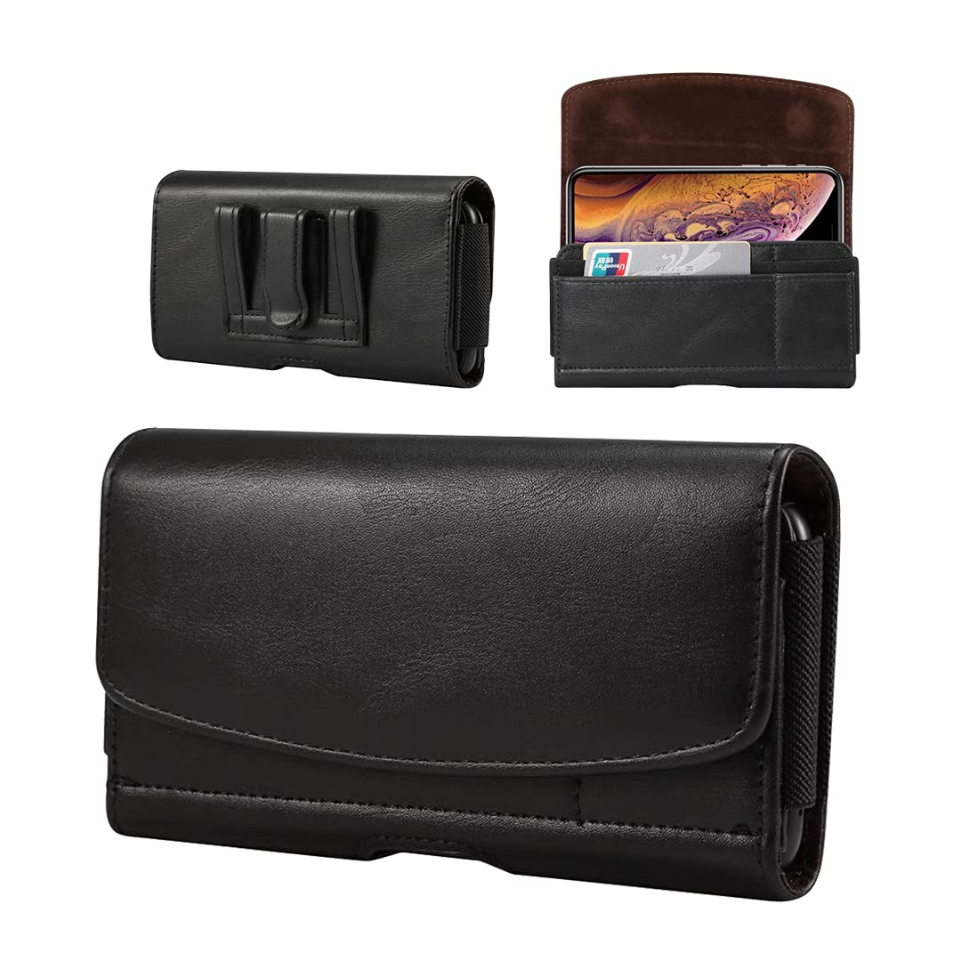 Premium PU Leather Phone Holster with Belt Clip - Compatible with Samsung Galaxy A55/A54/A15/A35/A25/S25+/S24 FE/S23 FE/S22+/S21 FE/S20 FE, iPhone 16/15/14/13 Pro Max, Pixel 7/8 Pro - Secure & Convenient for Work, Travel & Outdoor Activities