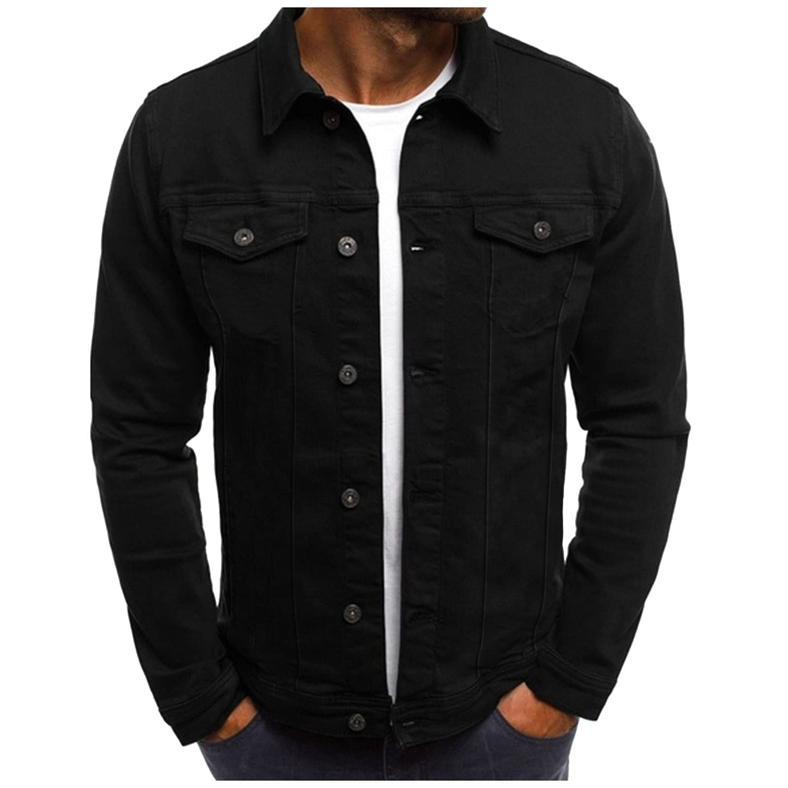 YHEGHT Men's Multi-Pocket Work Jacket with Stand Collar - Casual Button-Up Shirt in Purple for Business & Outdoor Wear