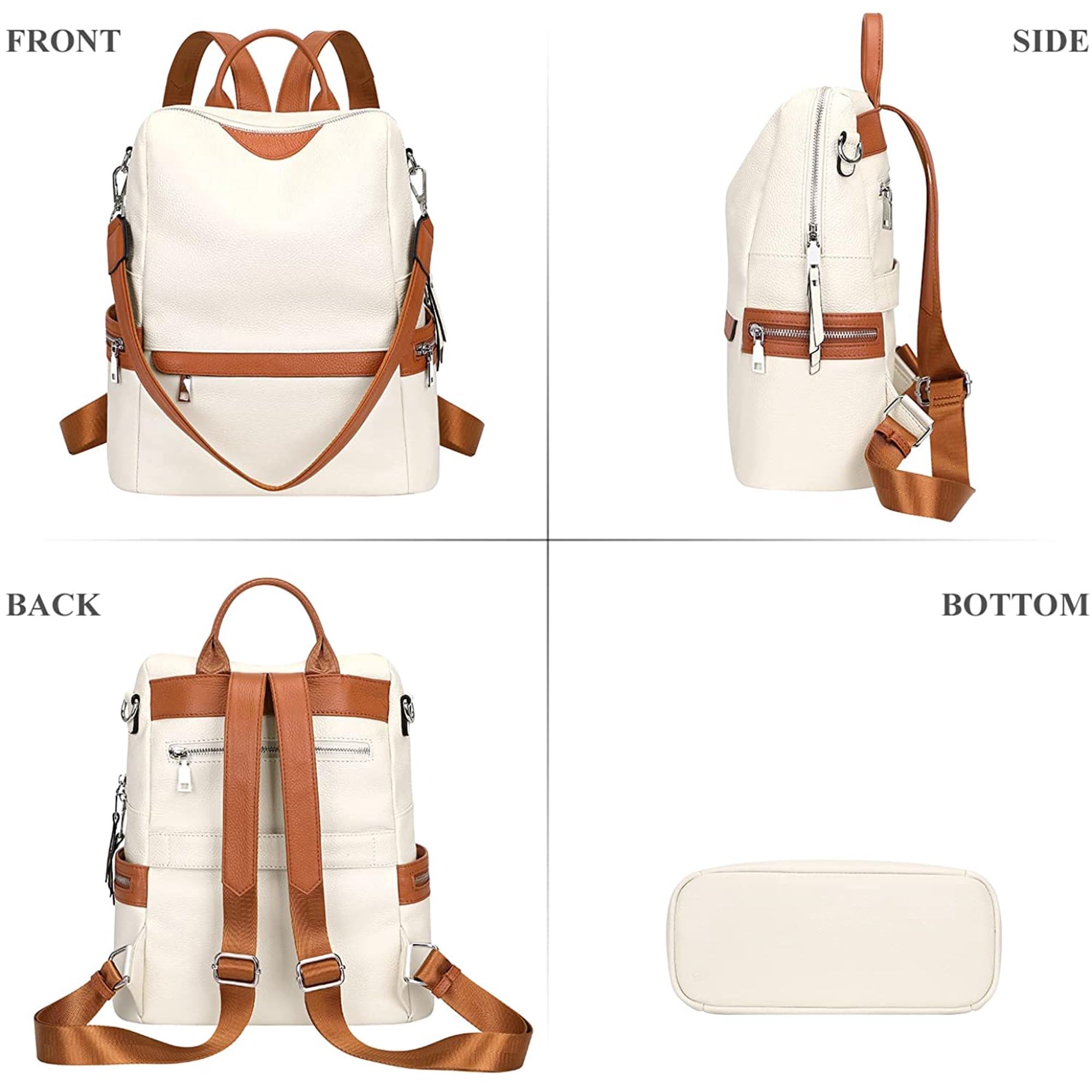 MUCHOVA Stylish Teen Girls Faux Leather Backpack Purse - Multipurpose Handbag & Shoulder Bag for School, Travel & Casual Outings | Printed Strap & Durable Design