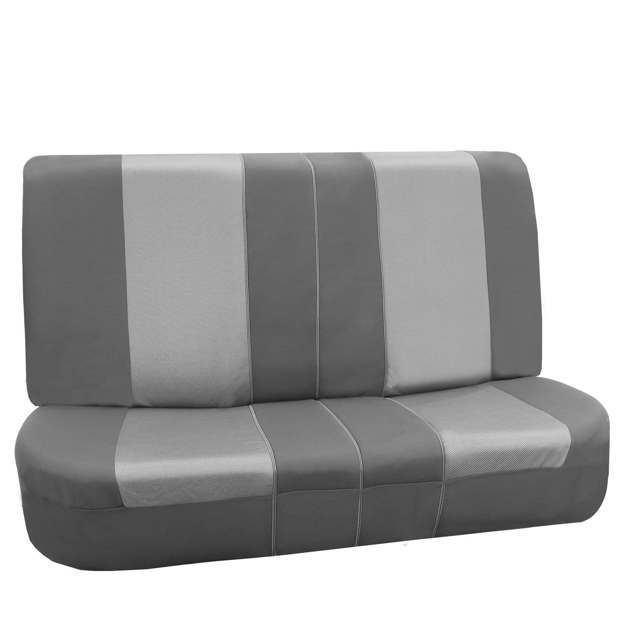FH Group Universal Fit Automotive Seat Covers - Split Bench Rear & 1-Piece Front Set in Supreme Twill Light Gray | Compatible with SUV, Sedan & Small Cars | Airbag Safe | Perfect for Road Trips, Daily Commutes & Car Protection