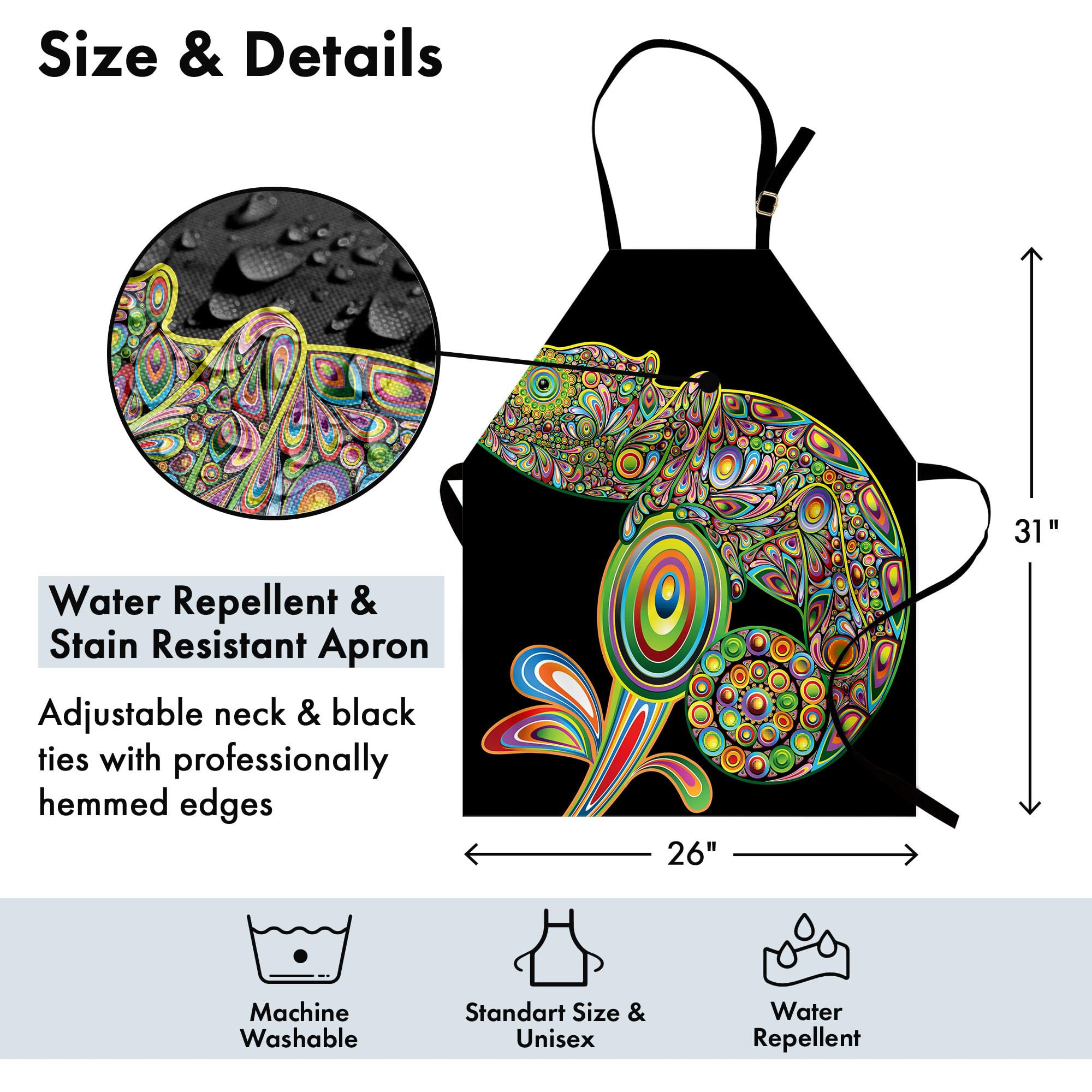 Ambesonne Stylish Printed Apron for Cooking, Baking & Grilling - Perfect for Indoor & Outdoor Kitchen Use, BBQ Parties, and Holiday Gifts