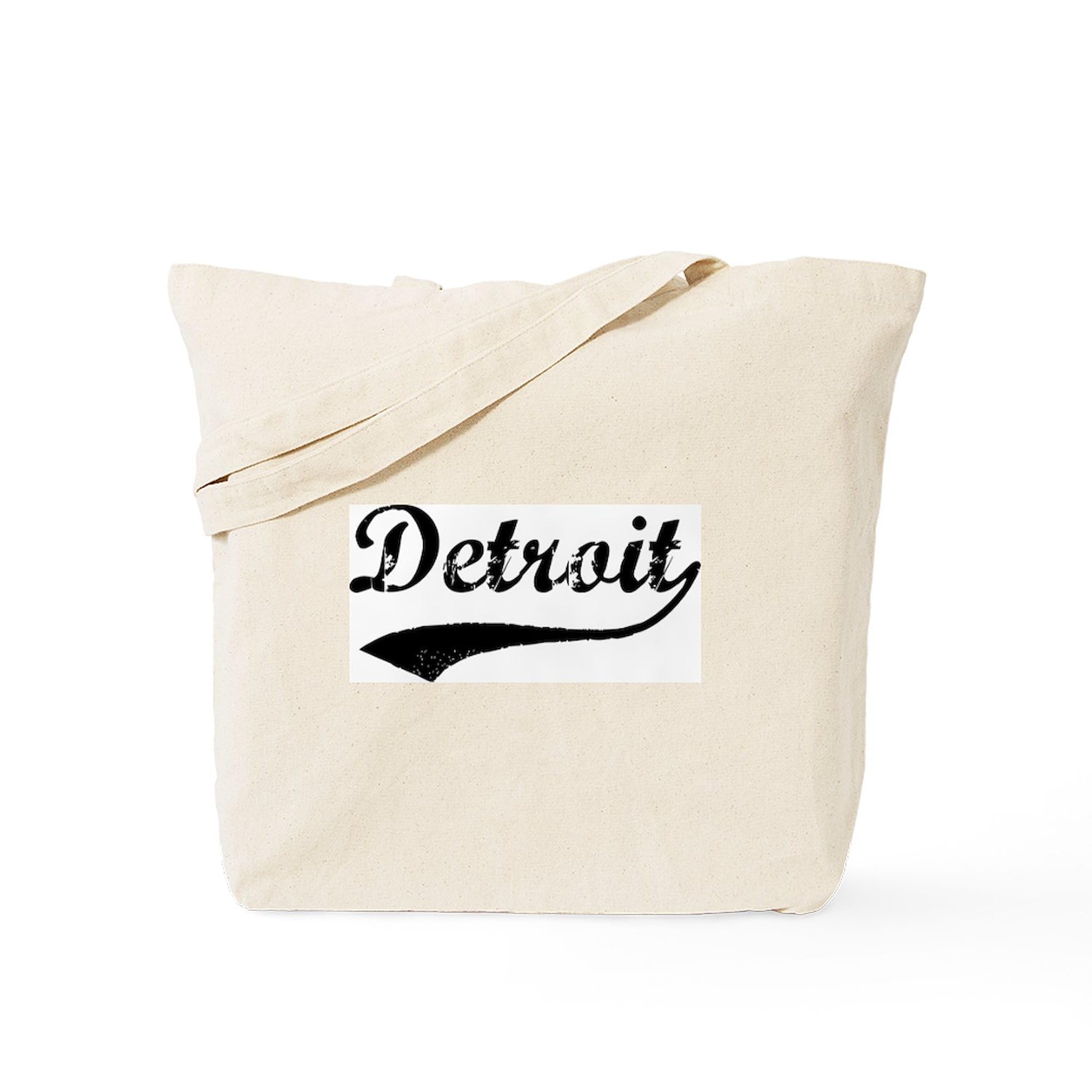 Vintage Detroit Canvas Tote Bag - Eco-Friendly Reusable Grocery Shopping Bag for Women & Men - Perfect for Groceries, Beach, Work & Travel