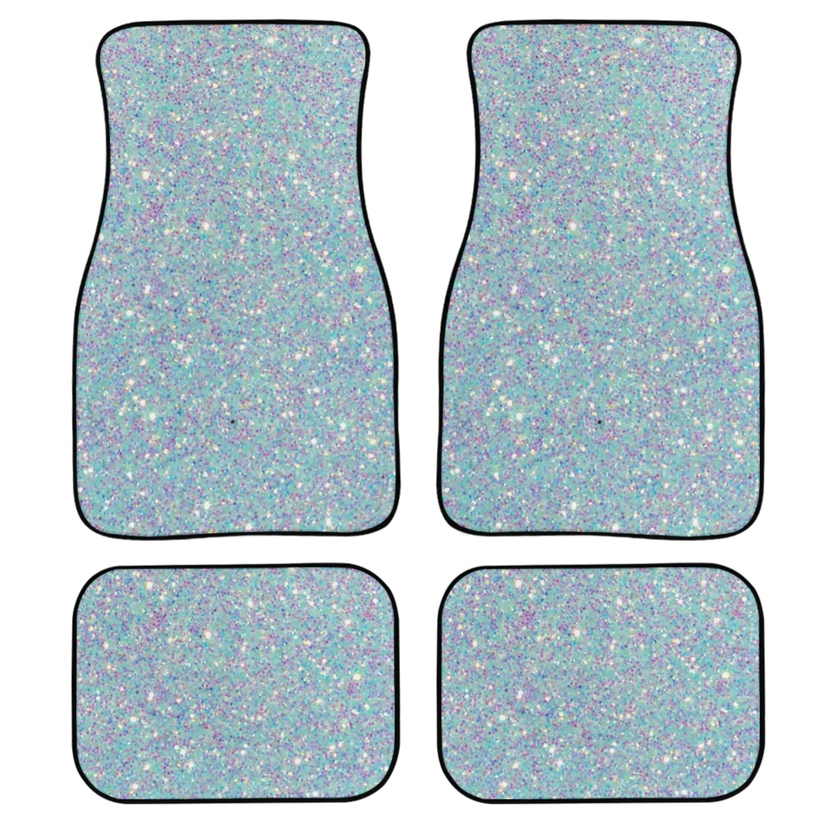 STUOARTE 4-Piece Front & Back Car Floor Mats - Bling Blue Waterproof Vehicle Floor Liners with Anti-Skid Rubber Backing | All-Weather Protection for Sedans, SUVs & Trucks