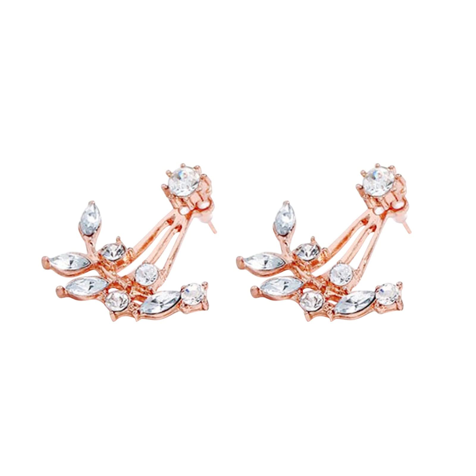 Sparkling Rhinestone Branch Ear Cuffs for Women & Girls - Wrap Around Stud Hoop Earrings with Piercing Detail - Perfect for Parties, Weddings & Everyday Glam