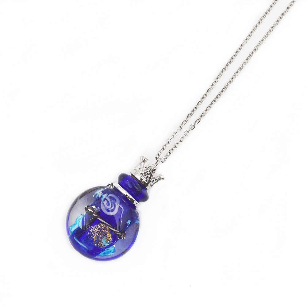 Royal Blue Stainless Steel Perfume Pendant Necklace - Aromatherapy Essential Oil Diffuser Charm for Women, Gift for Her | Perfect for Daily Wear, Meditation & Yoga