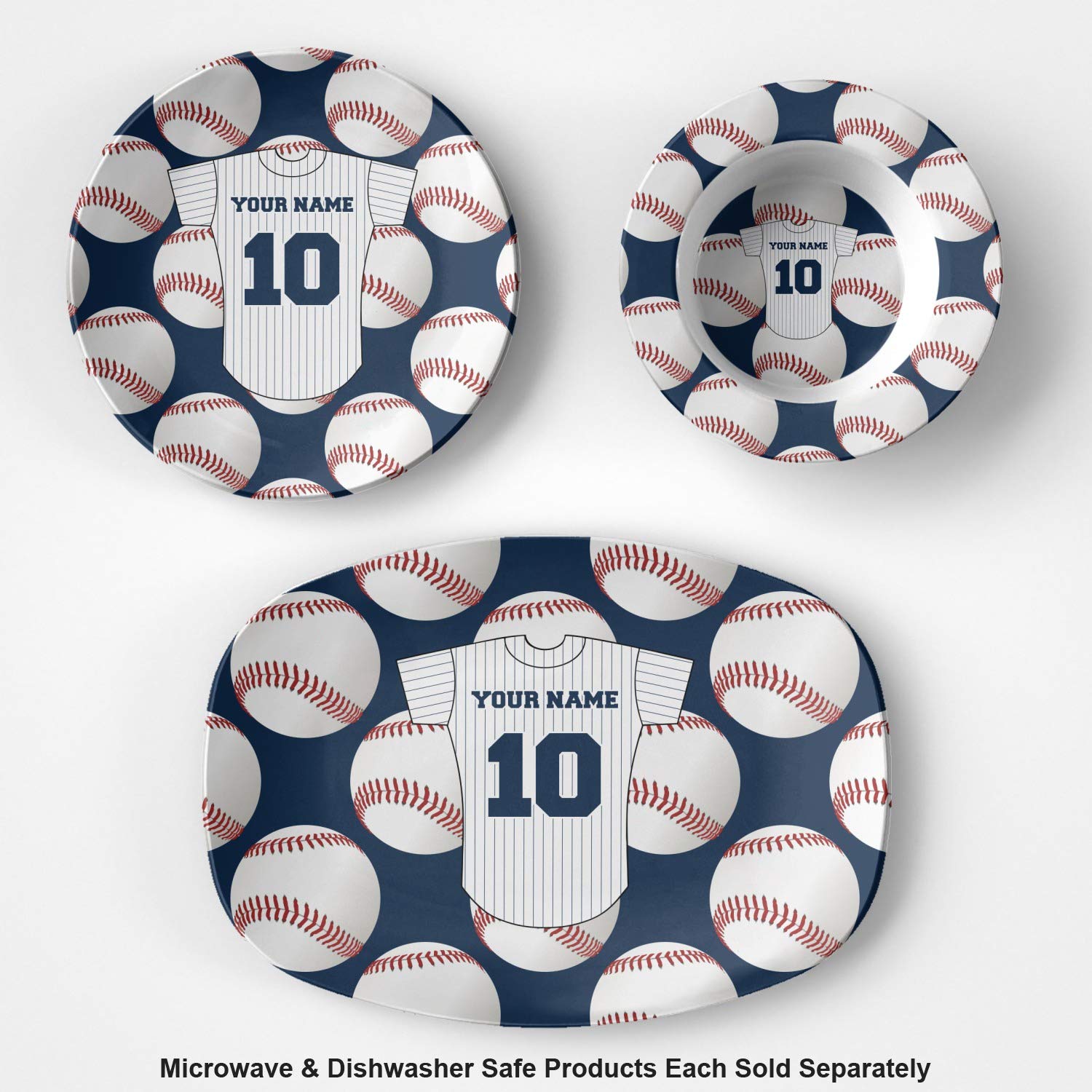 Custom Baseball Jersey Design Plastic Bowl - Microwave & Dishwasher Safe - Durable Composite Polymer - Perfect for Sports Fans, Parties & Everyday Use