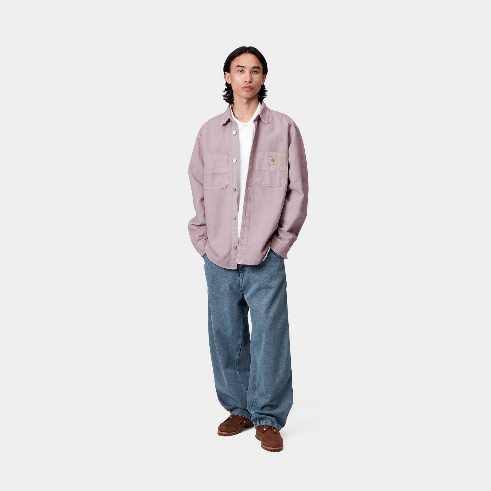 Walter Shirt Jacket for Men - Lightweight Casual Button Up Shirt with Chest Pocket | Pink Fog Color | Perfect for Spring Outfits, Weekend Wear & Outdoor Activities
