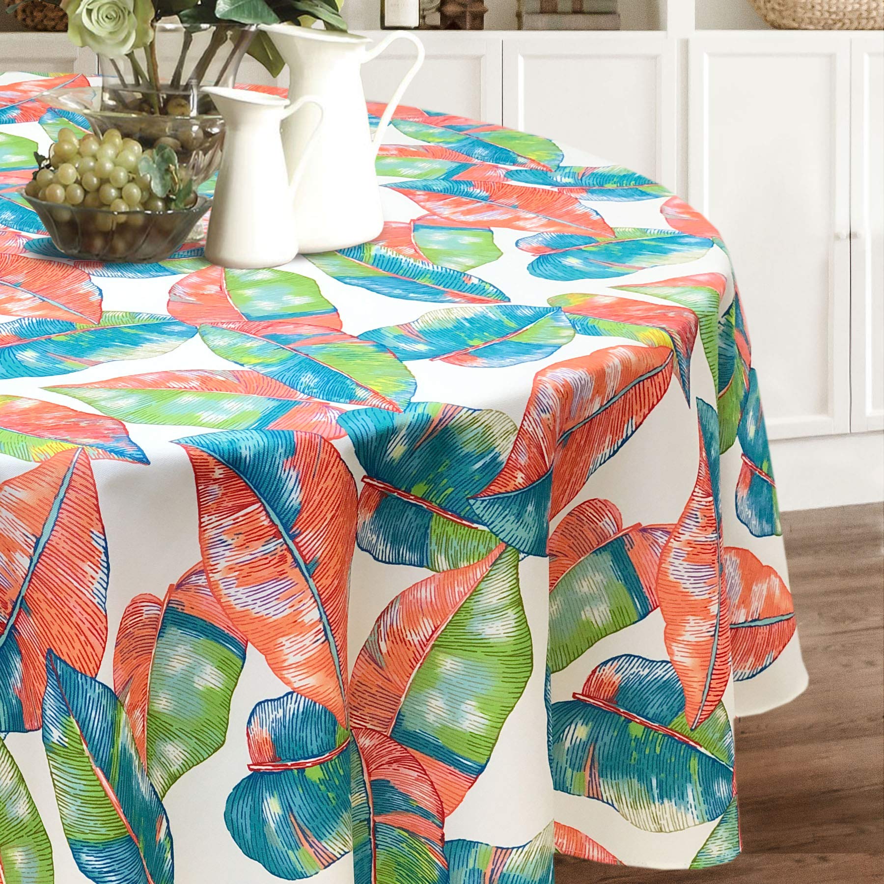 CAIT CHAPMAN HOME COLLECTION - Summer Palm Printed Spill & Stain Resistant Tablecloth - 70