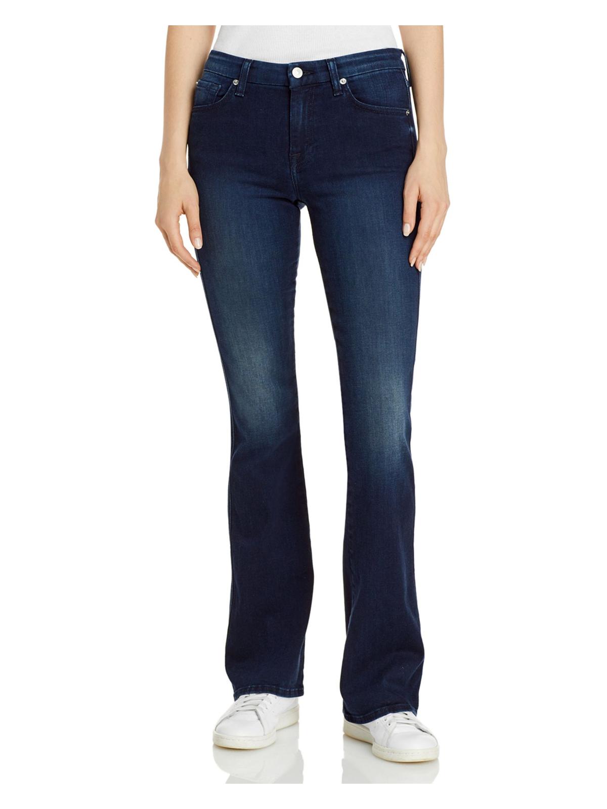 Women's High Waist Faded Flare Jeans - Vintage Stretch Denim Pants for Casual Wear & Night Out | Comfortable Pocket Design for Everyday Style