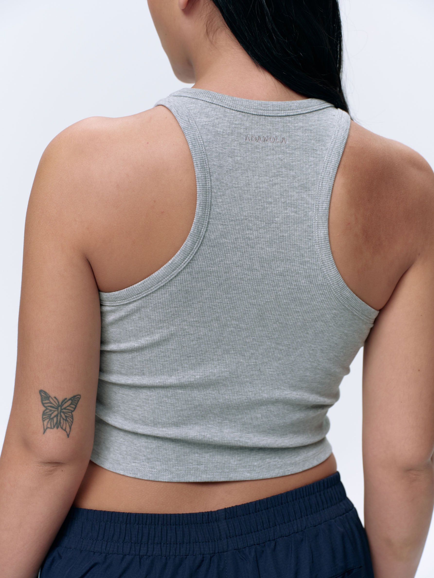 Women's Ribbed Tank Top - Light Grey Melange | Soft Stretch Comfort Fit | Perfect for Yoga, Gym & Casual Wear