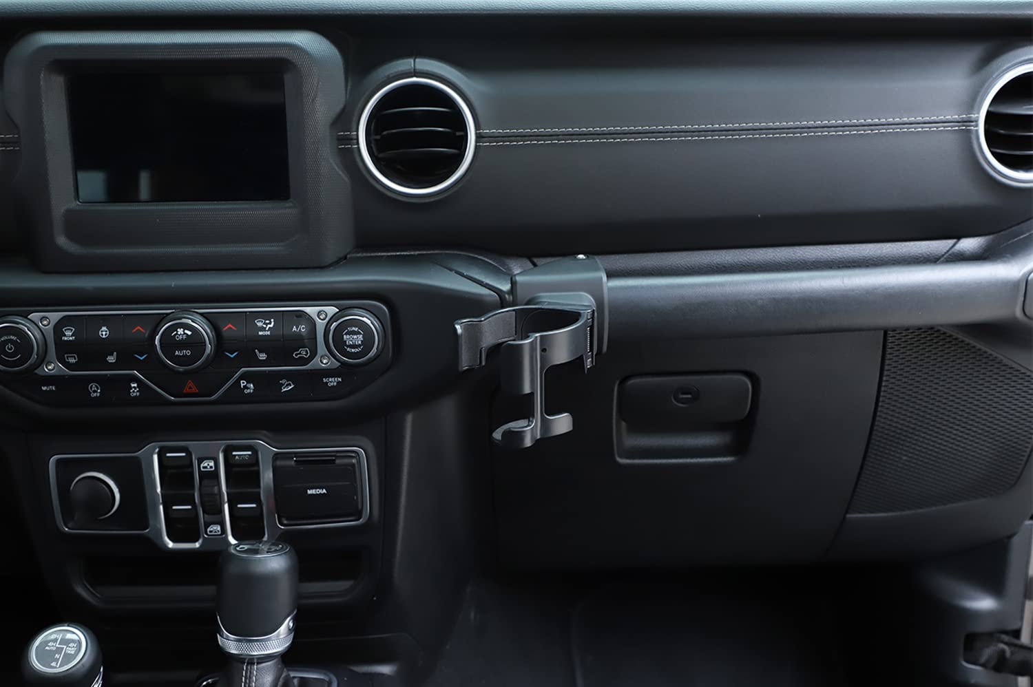 Jeep Wrangler JL (2018-2021) Center Console Phone Mount & Cup Holder - ABS Car Accessories for Navigation, Hands-Free Driving & Road Trips