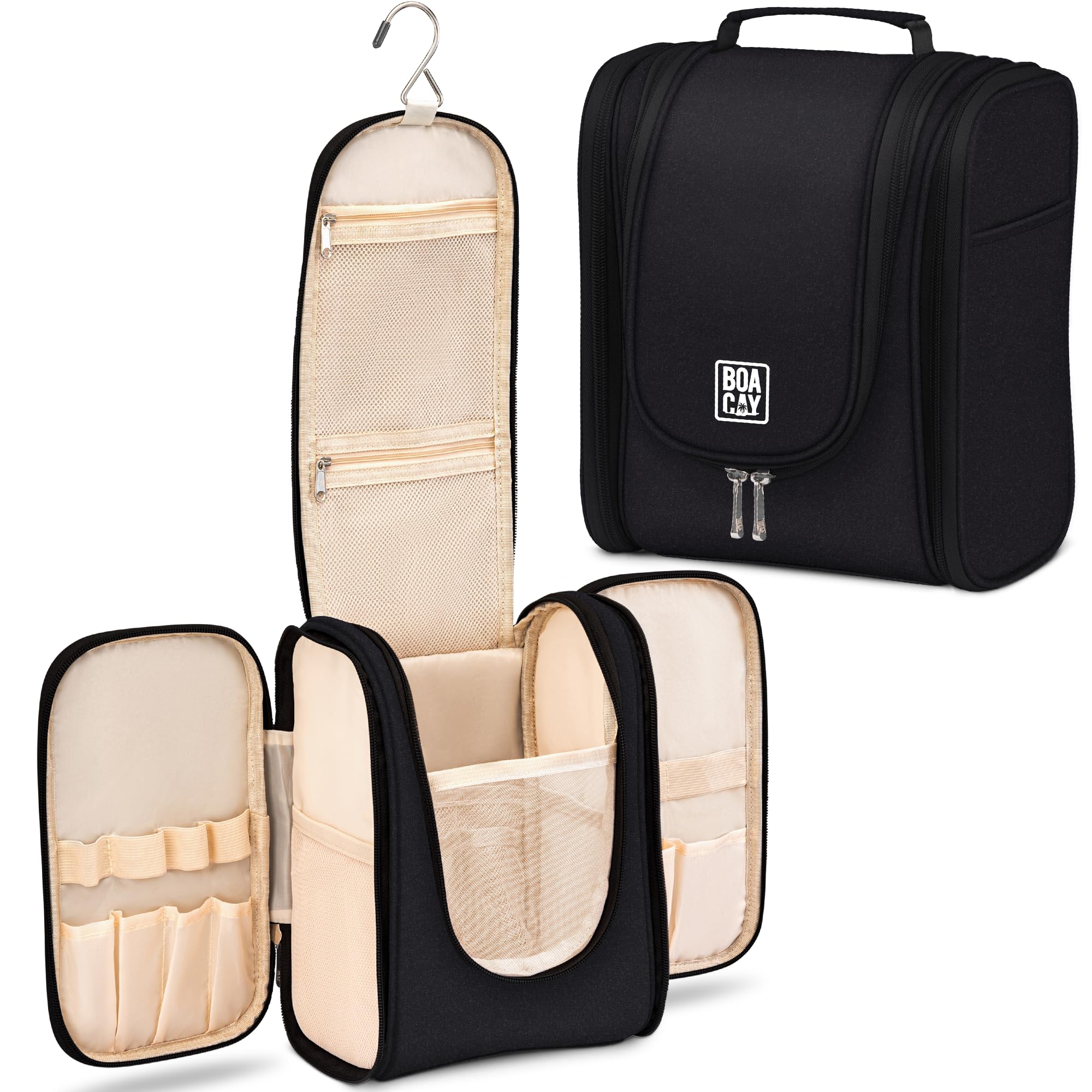 BOACAY Hanging Travel Toiletry Bag for Women & Men - Waterproof Makeup Organizer with Multiple Pockets for Cosmetics, Toiletries & Travel Essentials - Perfect for Bathroom, Shower & Vacation Trips