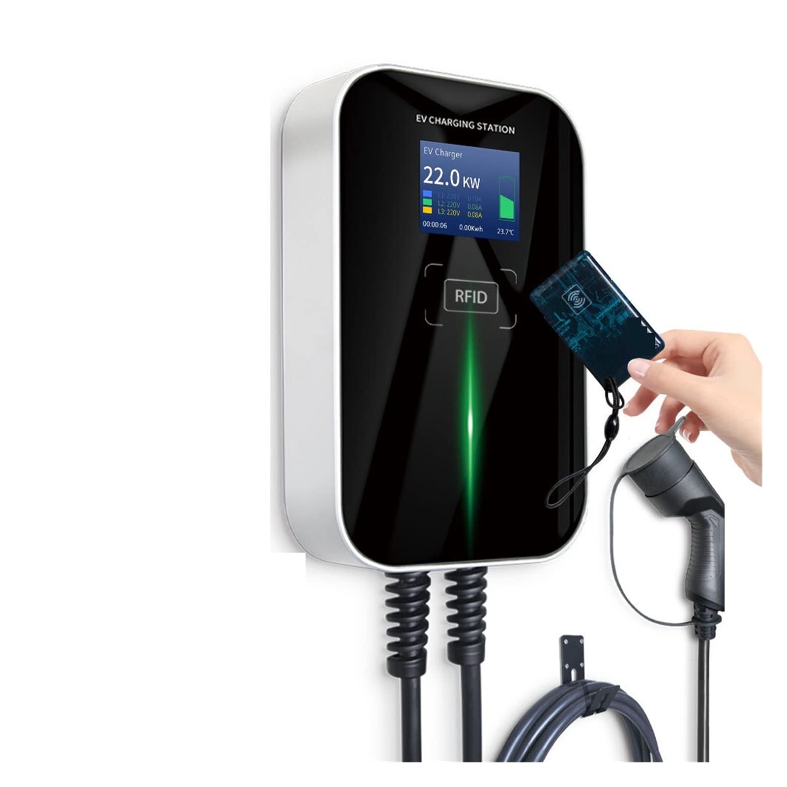 32A Type 2 EV Charger Station - Fast Electric Vehicle Charger with Cable - Compatible with Tesla, Nissan Leaf, BMW - Perfect for Home & Public Charging
